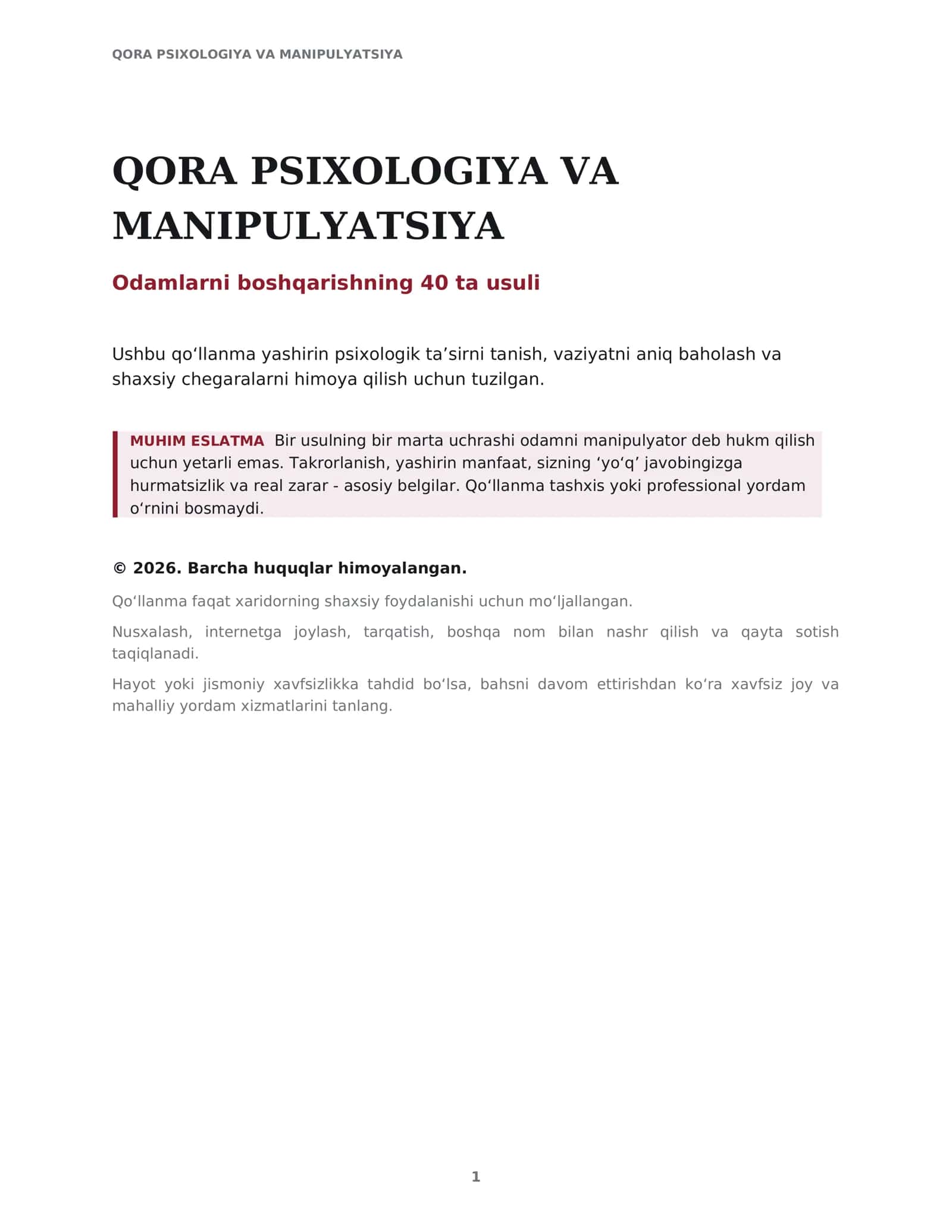 Qora psixologiya va manipulyatsiya: Odamlarni boshqarishning 40 ta usuli 2