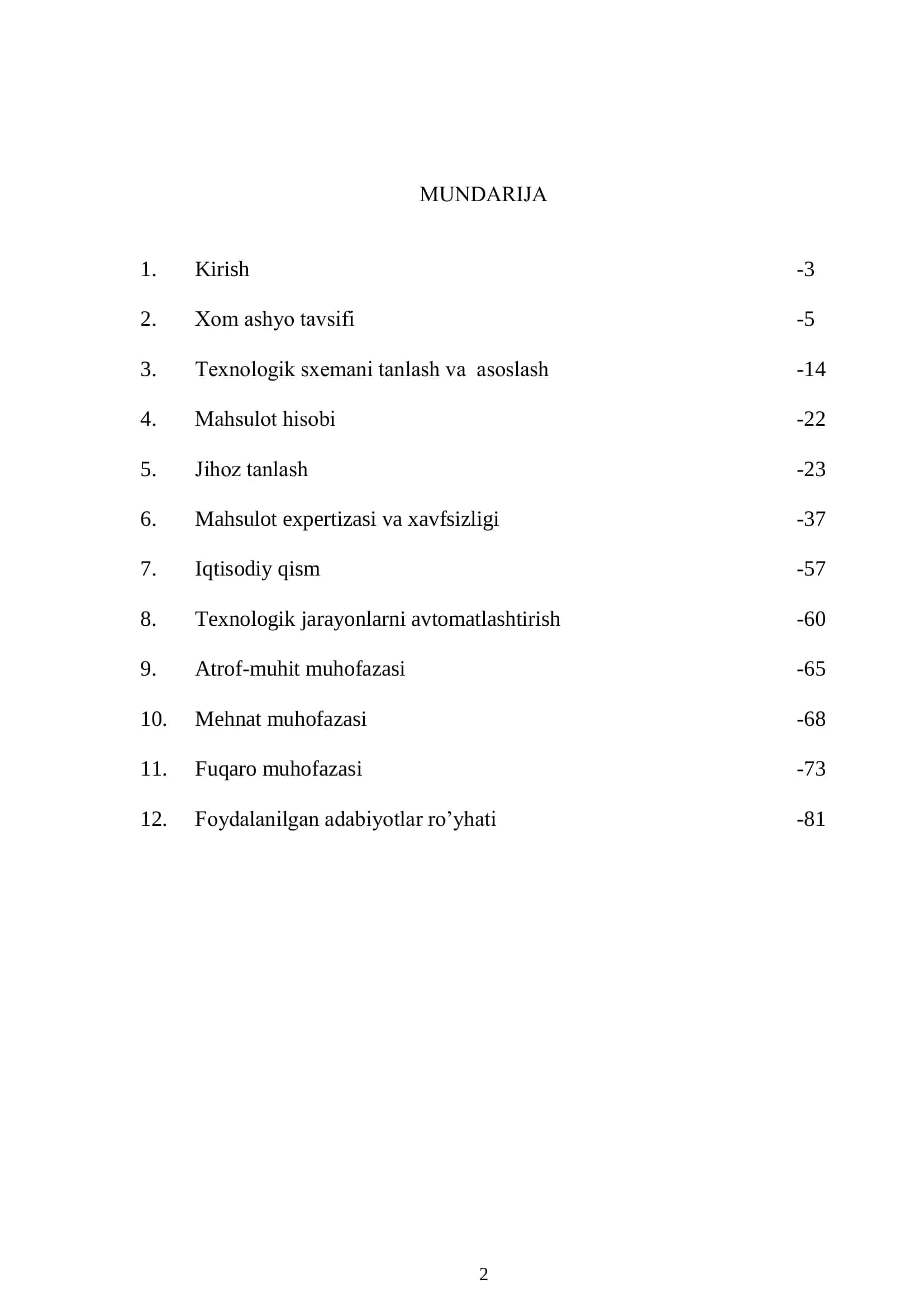 OZIQ-OVQAT MAHSULOTLARI TEXNOLOGIYASI 2