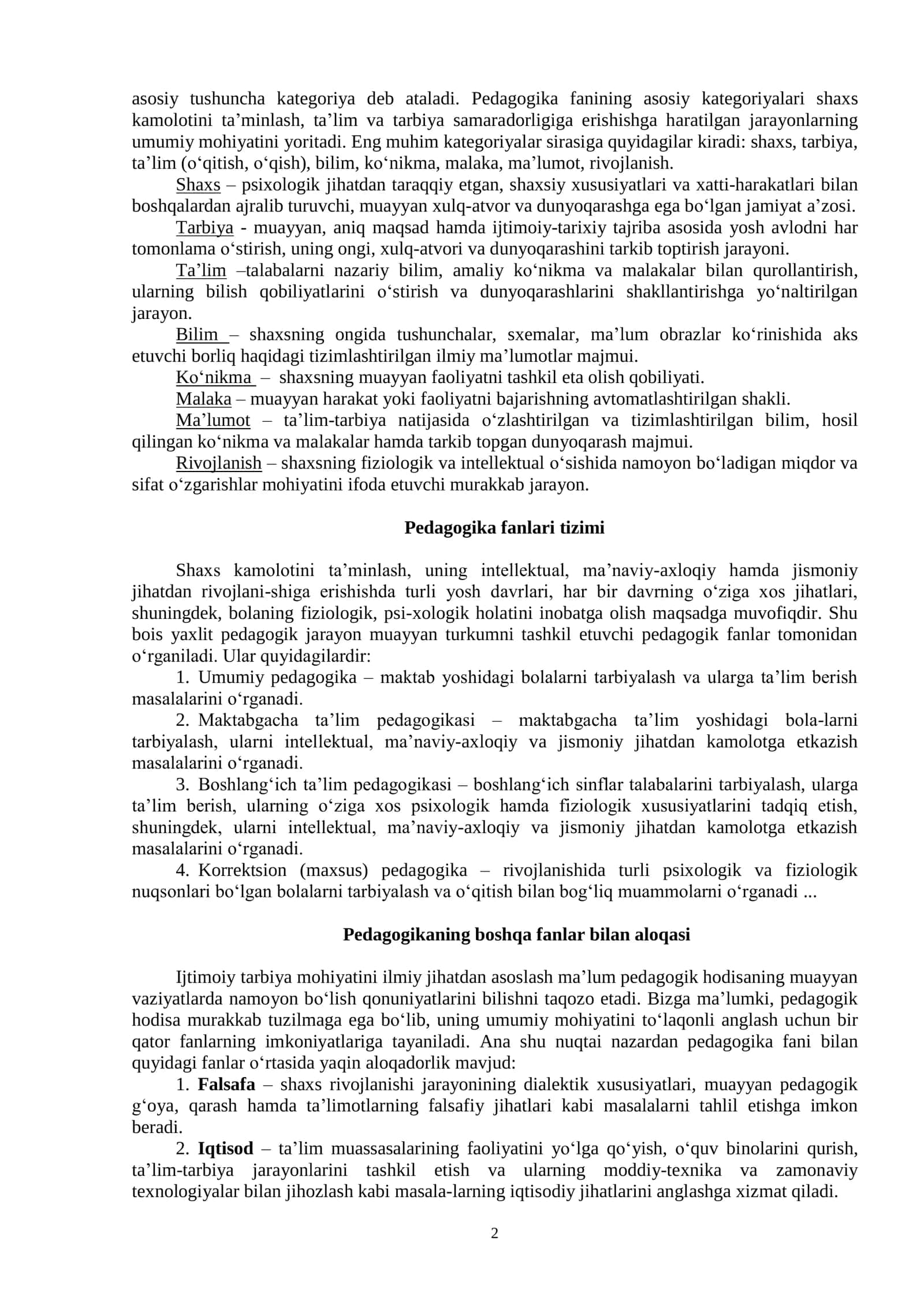 PEDAGOGIKA SHAXS TARBIYASI VA RIVOJLANISHI TO'GRISIDAGI FAN. ILMIY-PEDAGOGIK TADQIQOTLAR METODOLOGIYASI VA METODLARI 2