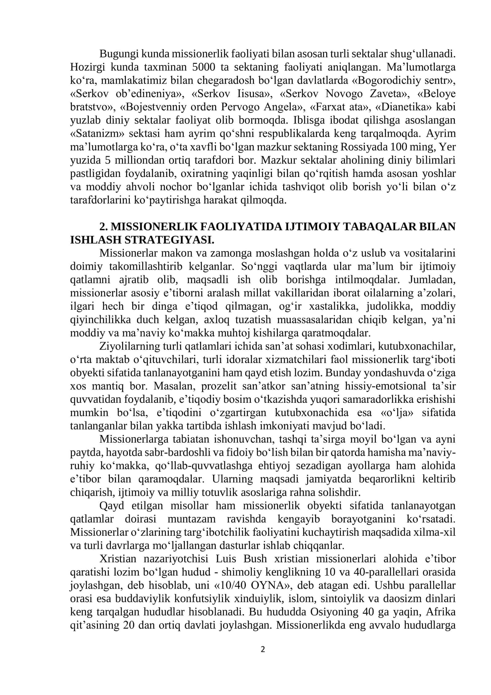MISSIONERLIK VA PROZELITIZMNING SIYOSIY-IJTIMOIY XAVFI 2