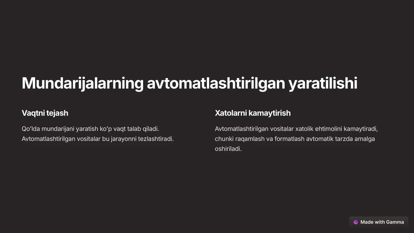 Avtomatlashtirilgan vositalar va shablonlar 2