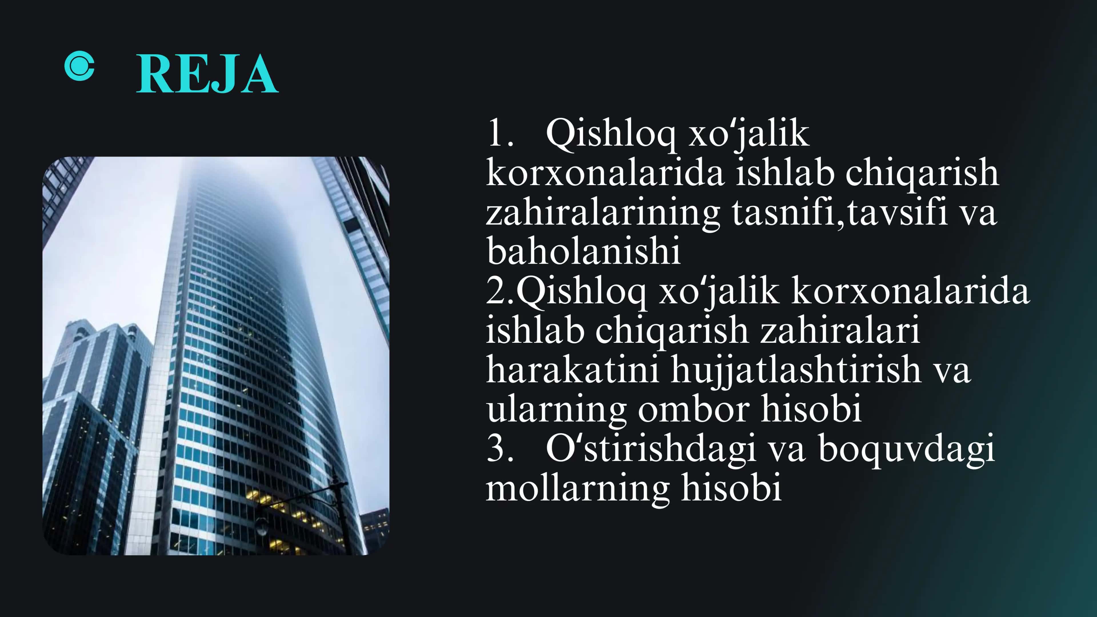 Qishloq xoʻjalik korxonalarida ishlab chiqarish zahiralarining tasnifi, tavsifi va baholanishi 2