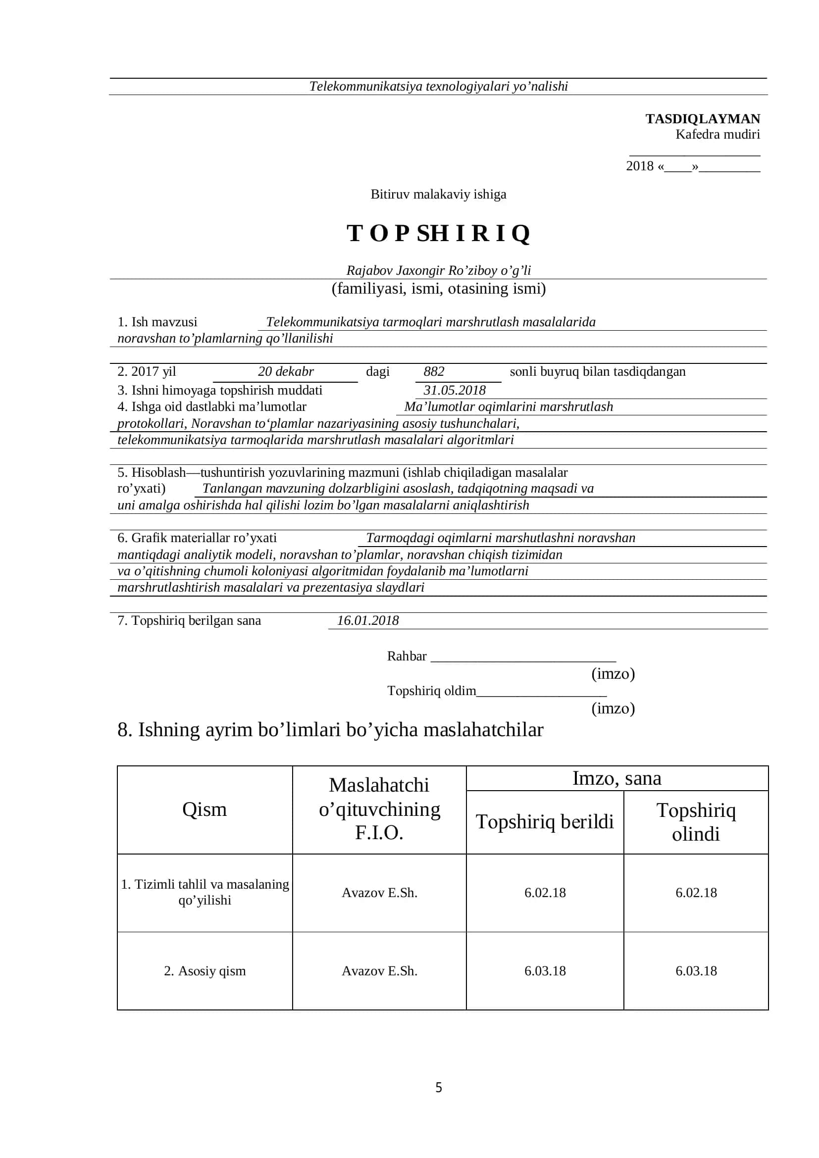 Telekommunikatsiya tarmoqlari marshrutlash masalalarida noravshan to’plamlarning qo’llanilishi 2