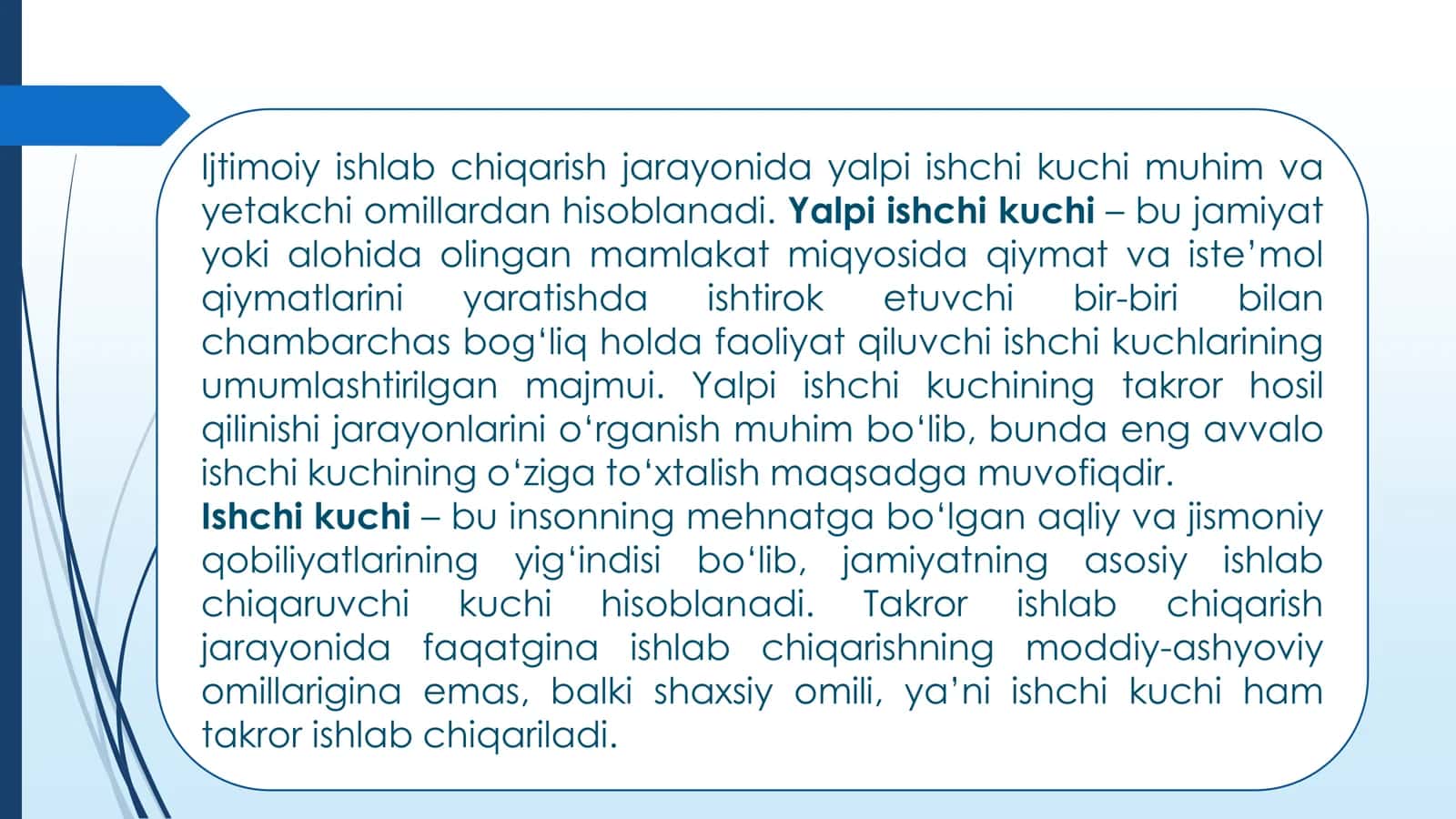 YALPI ISHCHI KUCHI, UNING BANDLIGI VA ISHSIZLIK 2