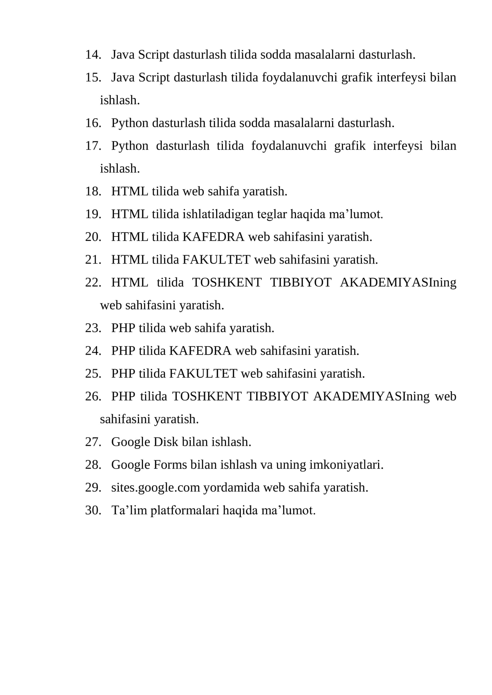 Dasturlash texnologiyasining uskunaviy vositalari. Dasturlash tillari. Webga yo’naltirilgan dasturiy ta’minot 2