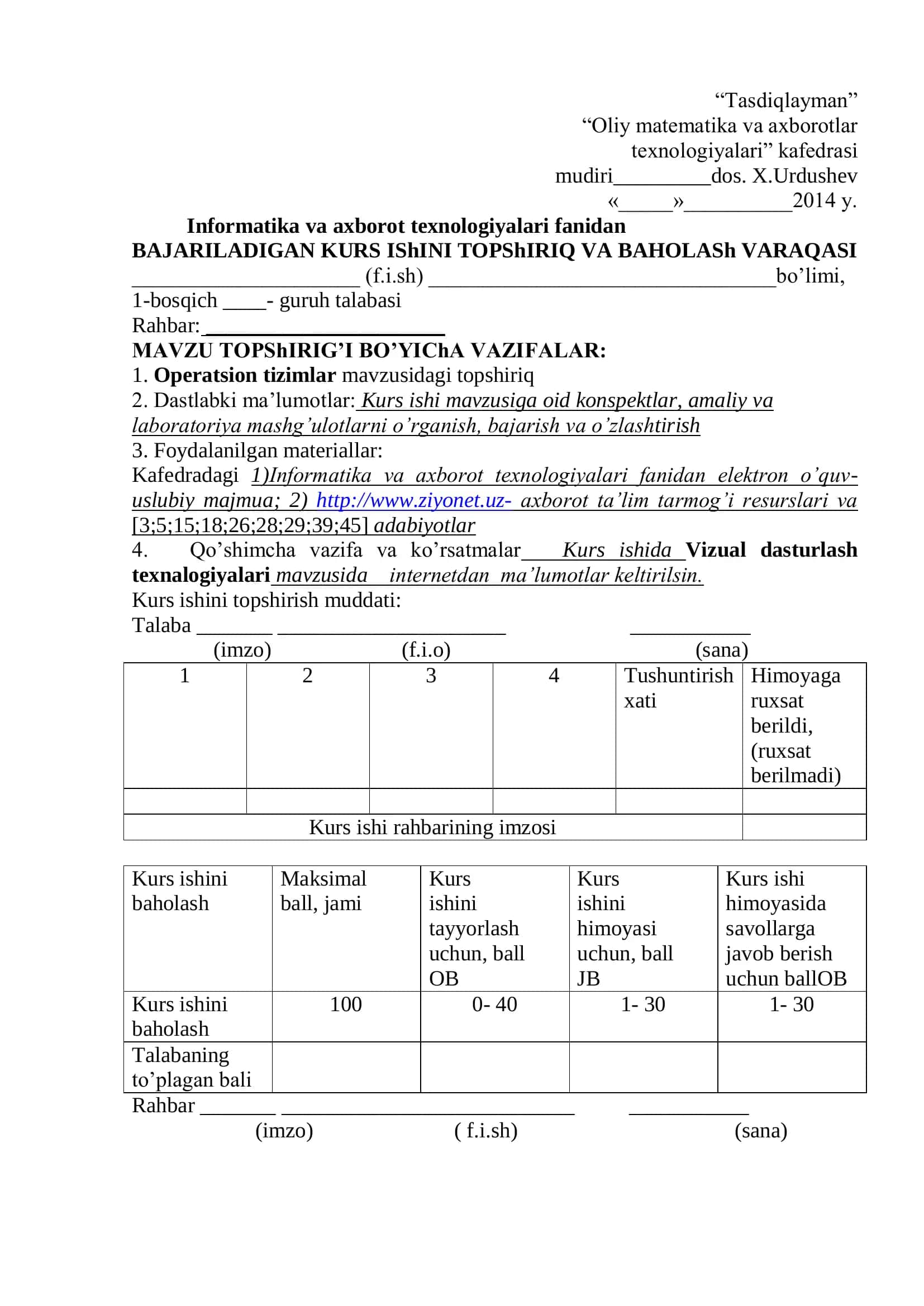 Vizual dasturlash texnalogiyalari 2