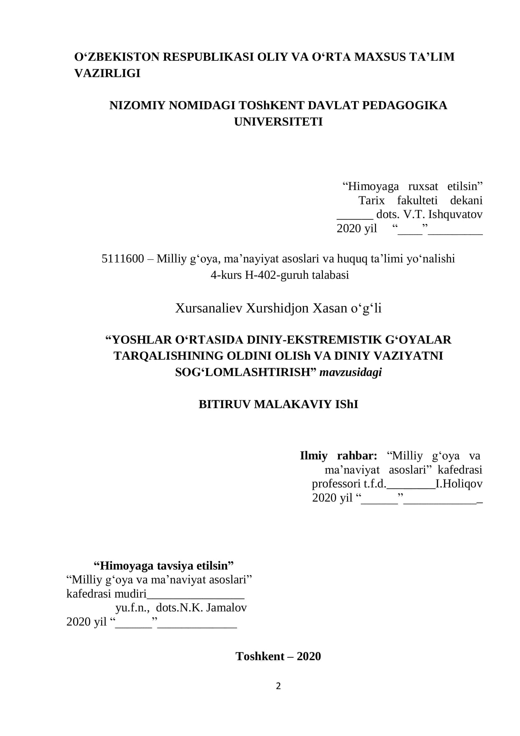 YOSHLAR O‘RTASIDA DINIY-EKSTREMISTIK G‘OYALAR TARQALISHINING OLDINI OLISh VA DINIY VAZIYATNI SOG‘LOMLASHTIRISH 2