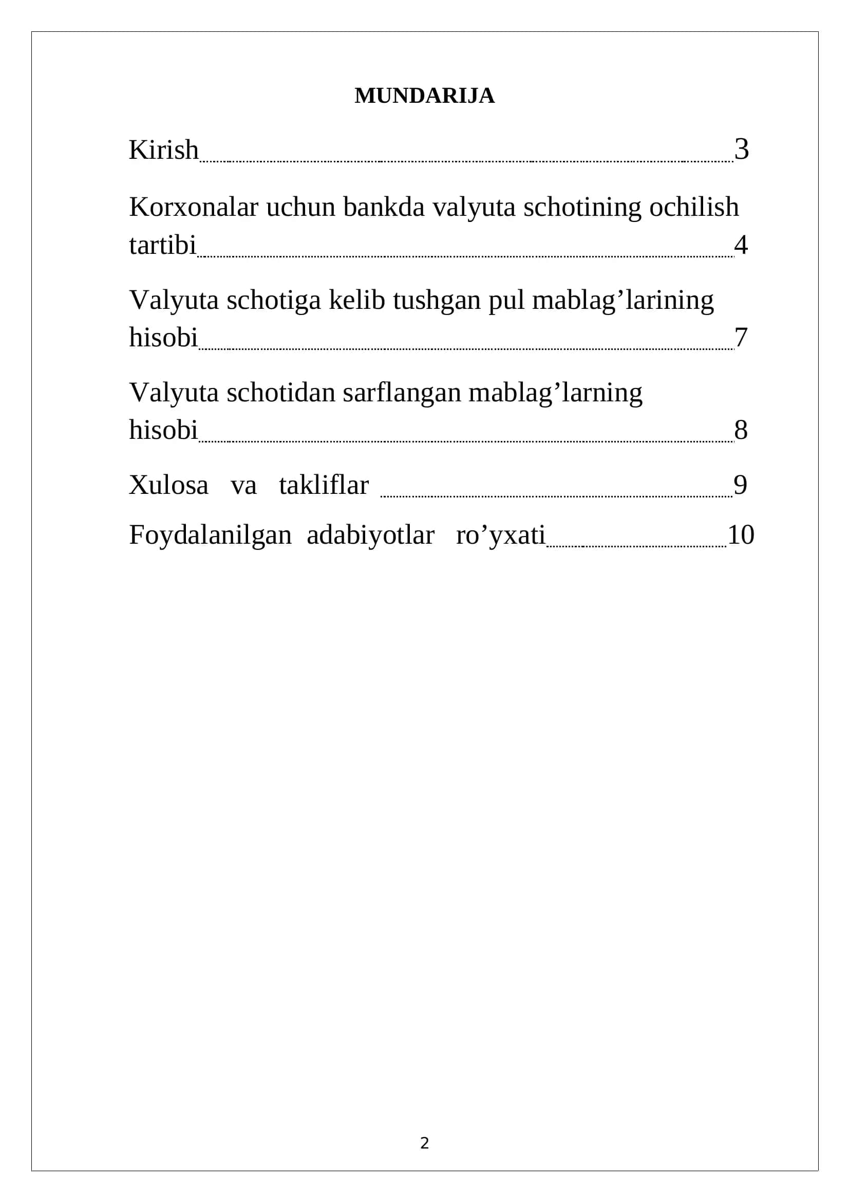 Valyuta schotidagi mablag’larning hisobi 2