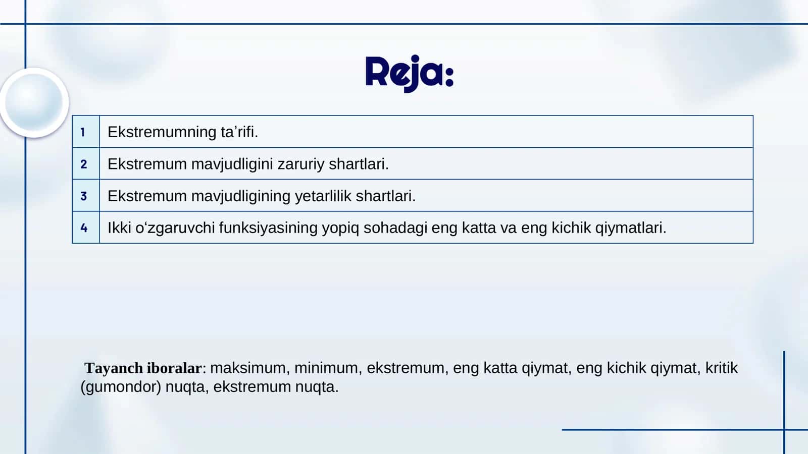 Ikki oʻzgaruvchi funksiyasining ekstremumlari 2