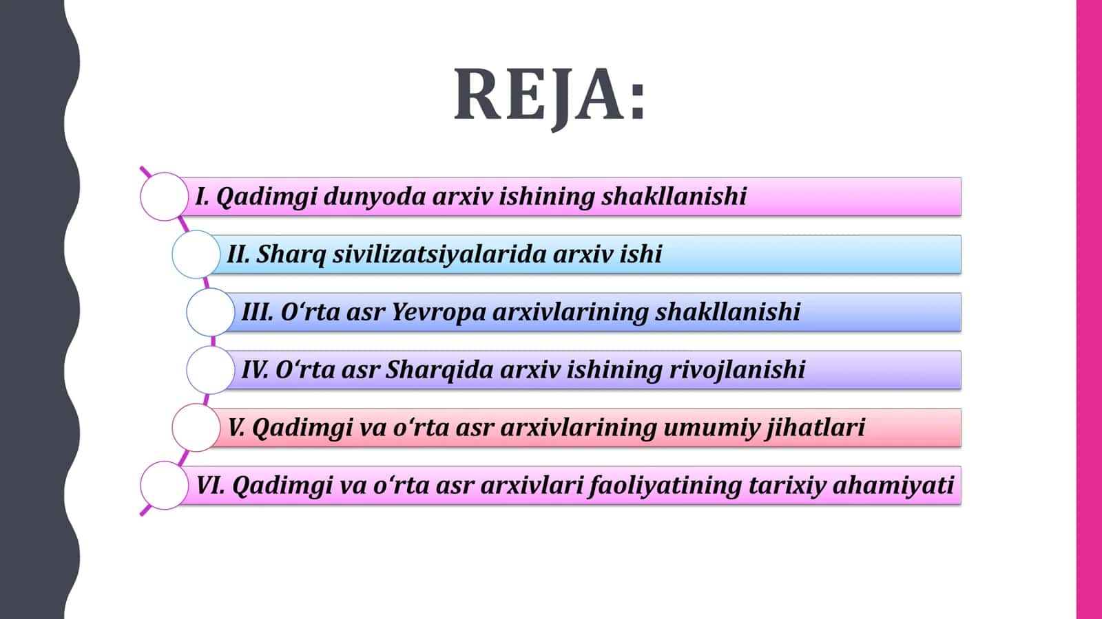QADIMGI DUNYO VA O'RTA ASR ARXIVLARI FAOLIYATI UMUMLASHTIRUVCHI TAHLIL 2