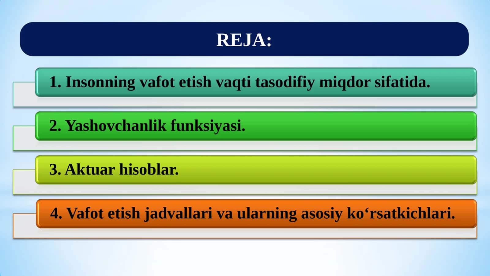 MOLIYA MATEMATIKASI: VAFOT ETISH VAQTINING NOANIQLIGI SUGʻURTADAGI MOLIYAVIY OPERATSIYALAR RISKINING ASOSIY OMILI SIFATIDA 2