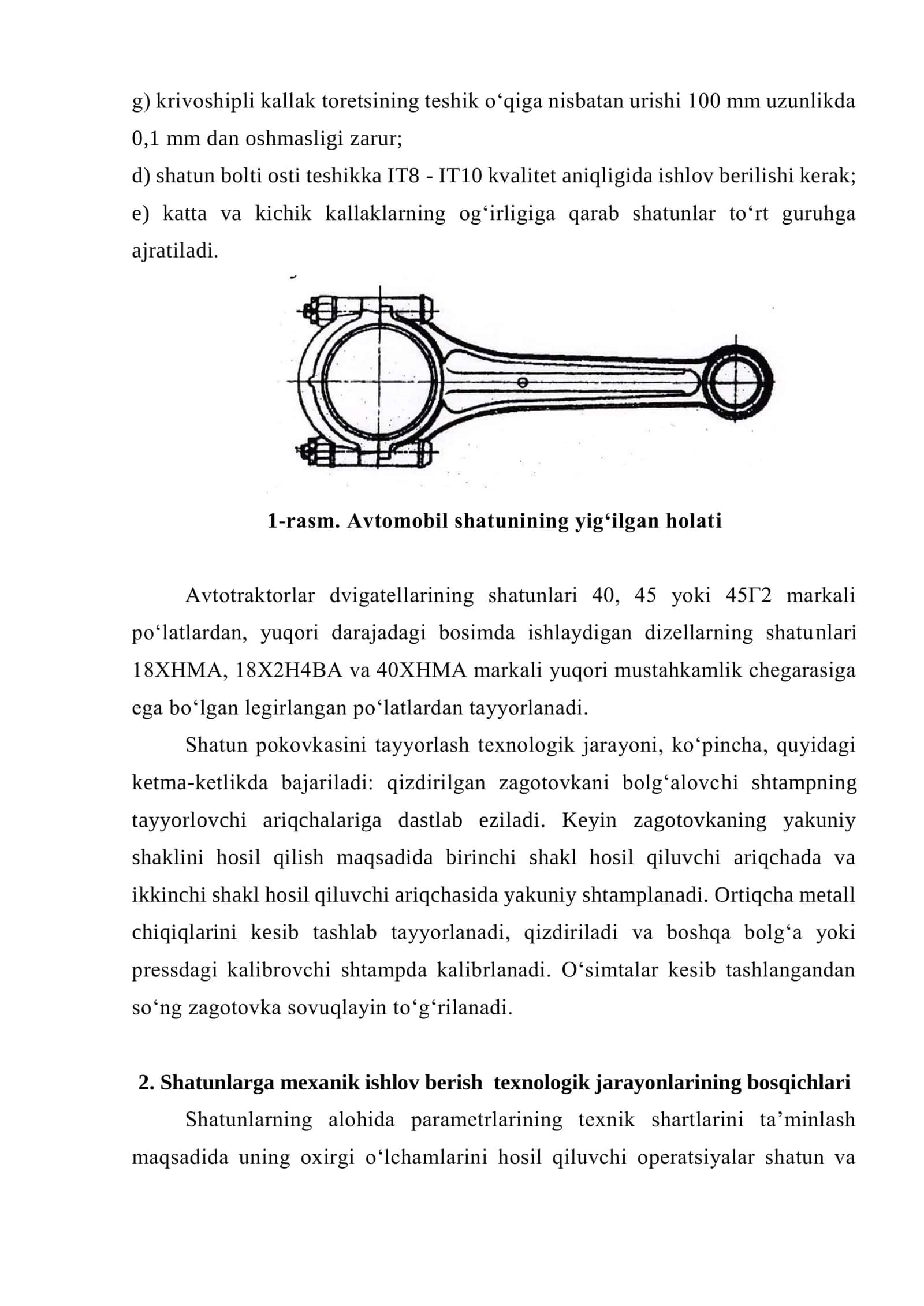 Shatunlarga mexanik ishlov berish texnologik jarayonlari 2
