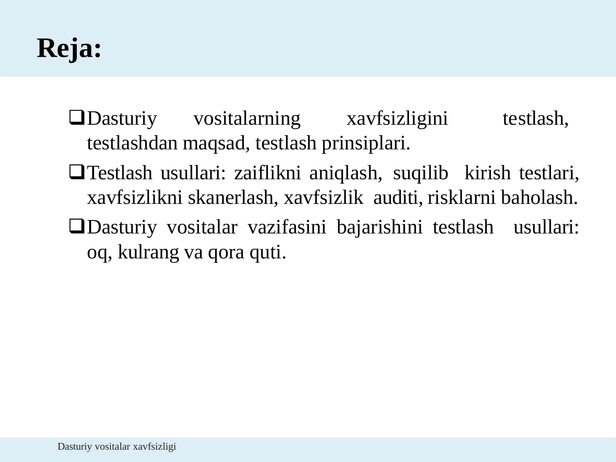 Dasturiy vositalarni xavfsizlikka testlash 2