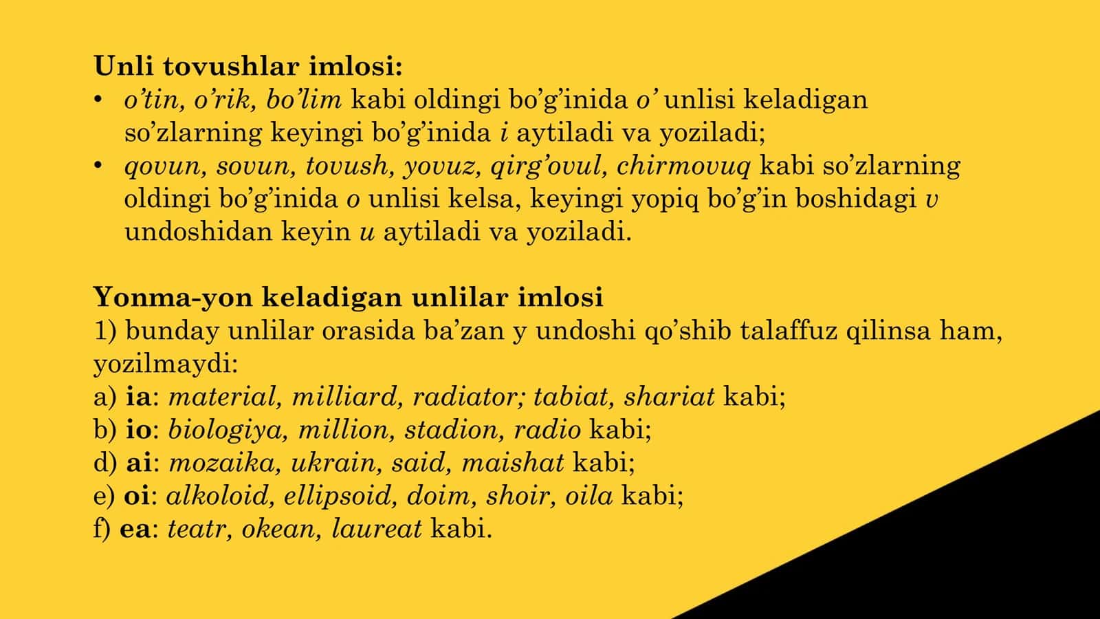 Unli va undosh tovushlar imlosi 2