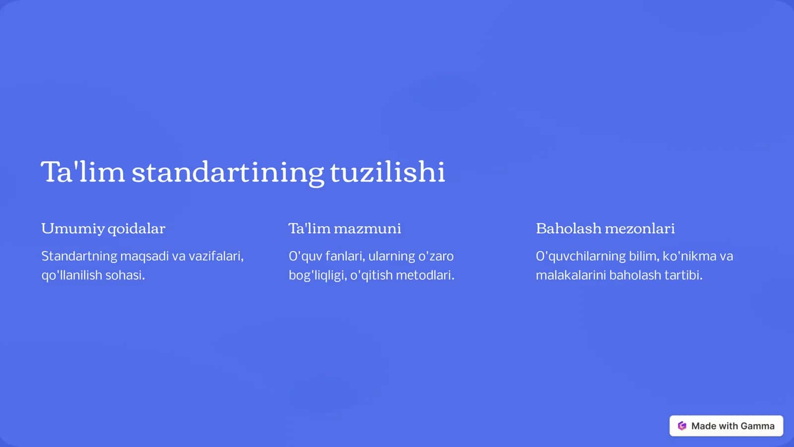 Ta'lim standartining tuzilishi va mazmuni 2