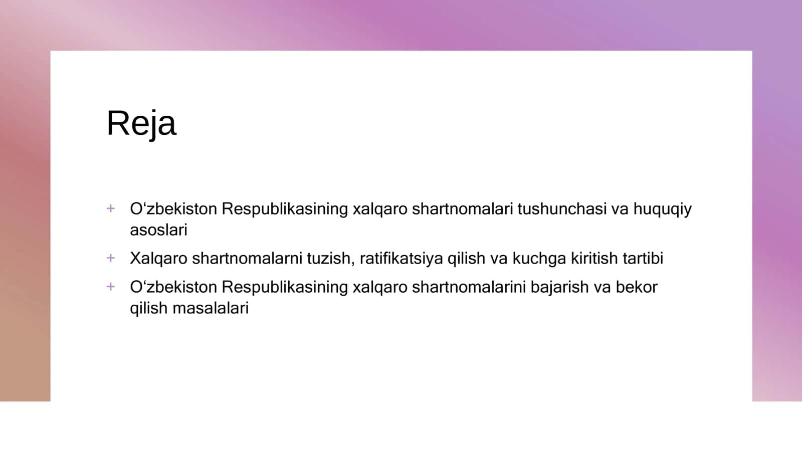 O'zbekiston Respublikasining Xalqaro Shartnomalari to'g'risida 2