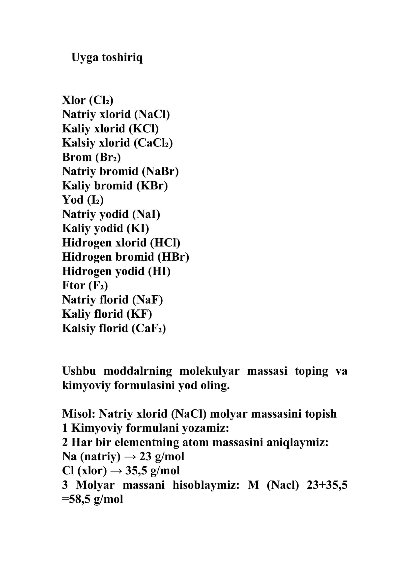 8 sinf Galagenlarning suvda va organik erituvchilarda erishi.6-LABORATORIYA ISHI 2