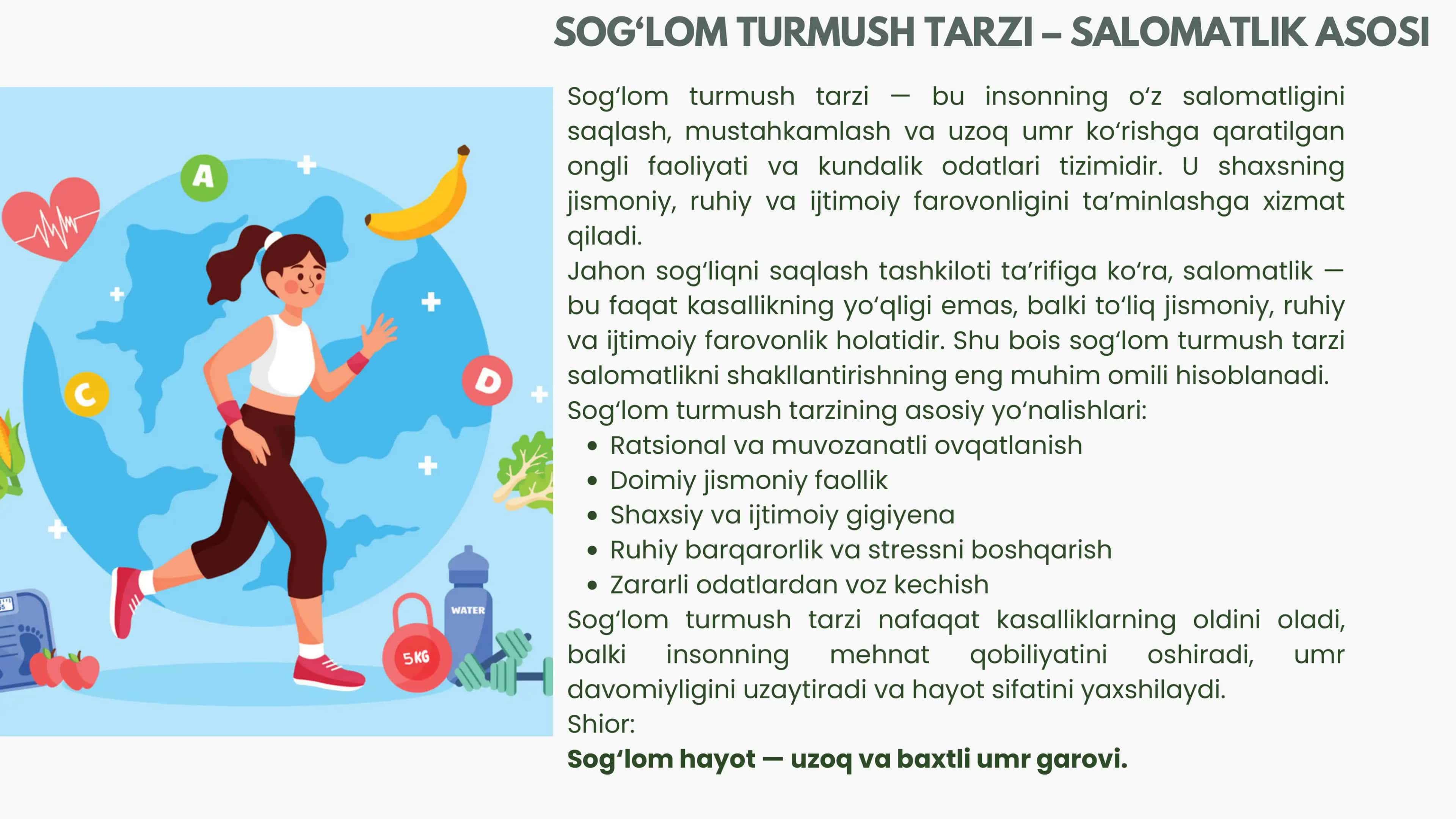 SOG‘LOM TURMUSH TARZI – SALOMATLIK ASOSI 2