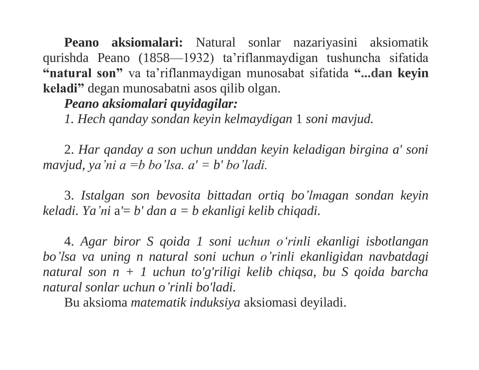 NOMANFIY BUTUN SONLAR TO'PLAMINI AKSIOMATIK QURISH 2