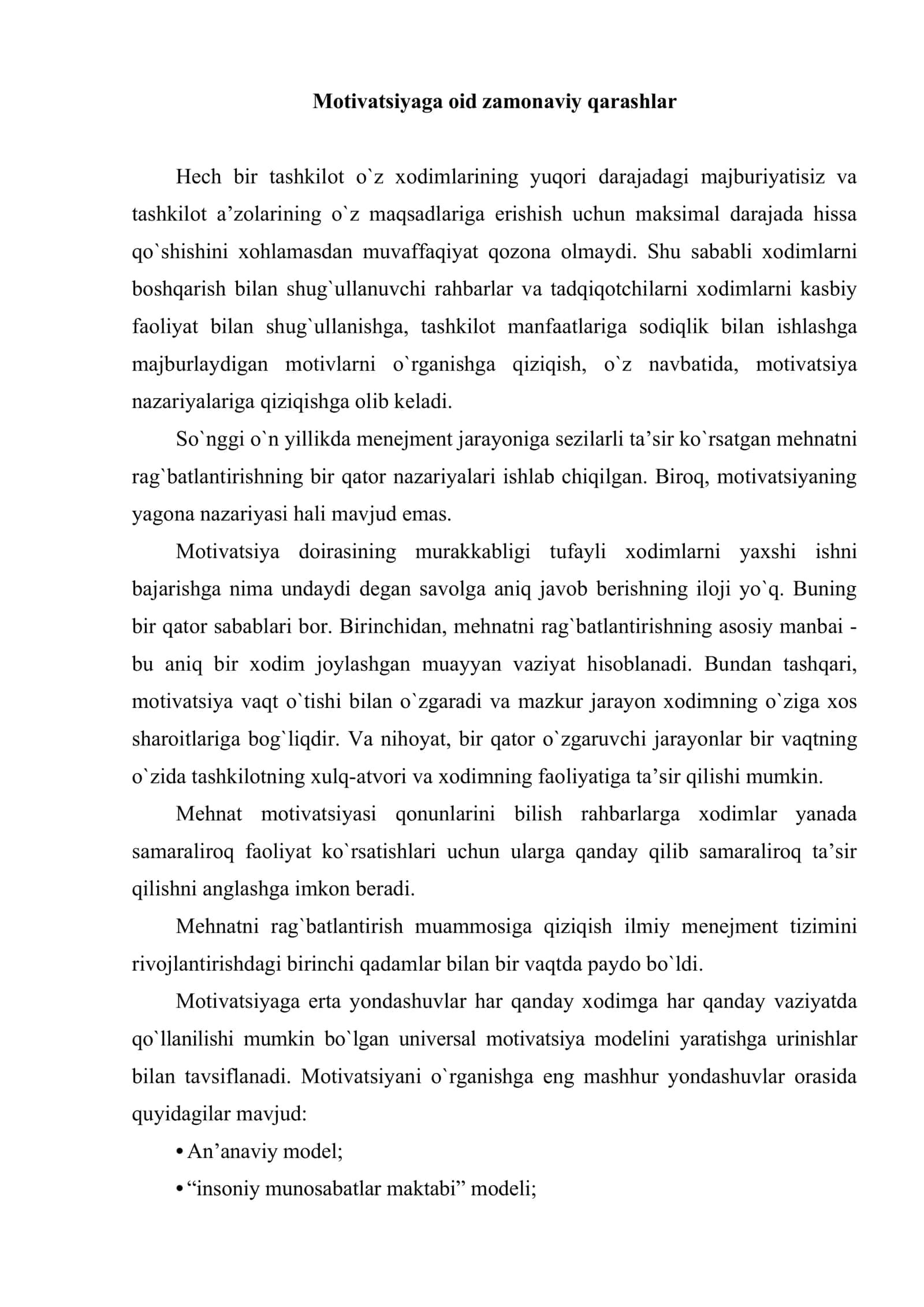 Motivatsiya modellari 2