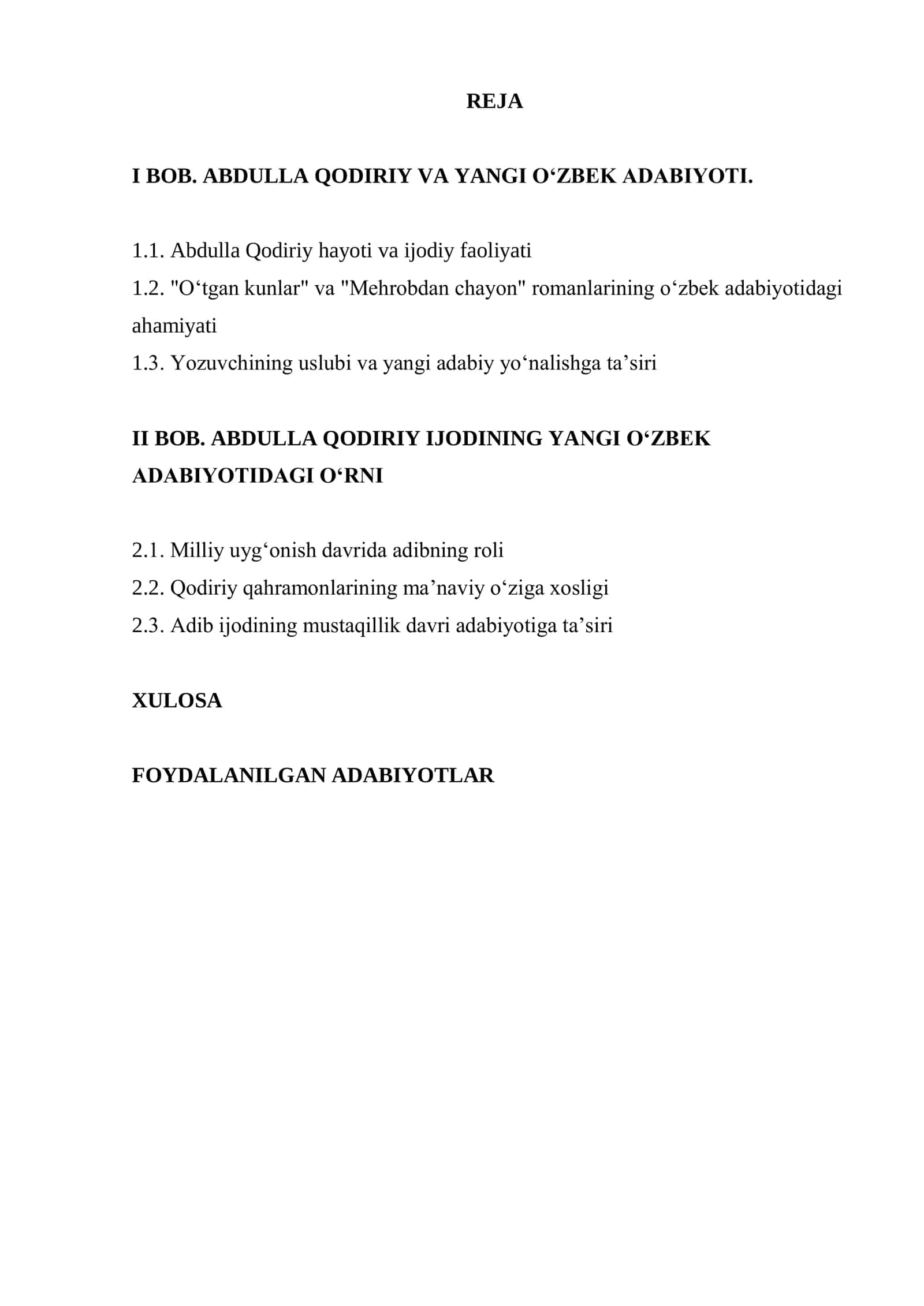 Yangi o‘zbek adabiyotida Abdulla Qodiriy ijodining o‘rni 2