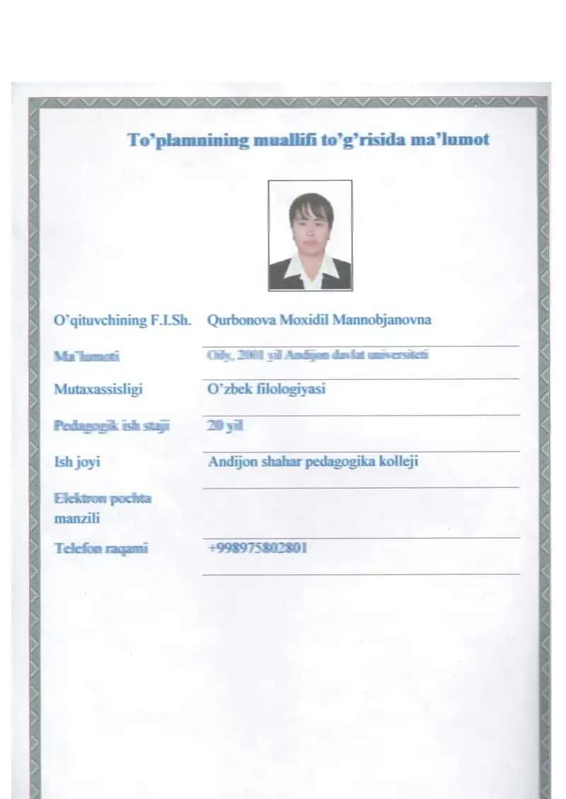 Bolalar adabiyoti va ifodali o‘qish fanidan o‘quv dasturi 2