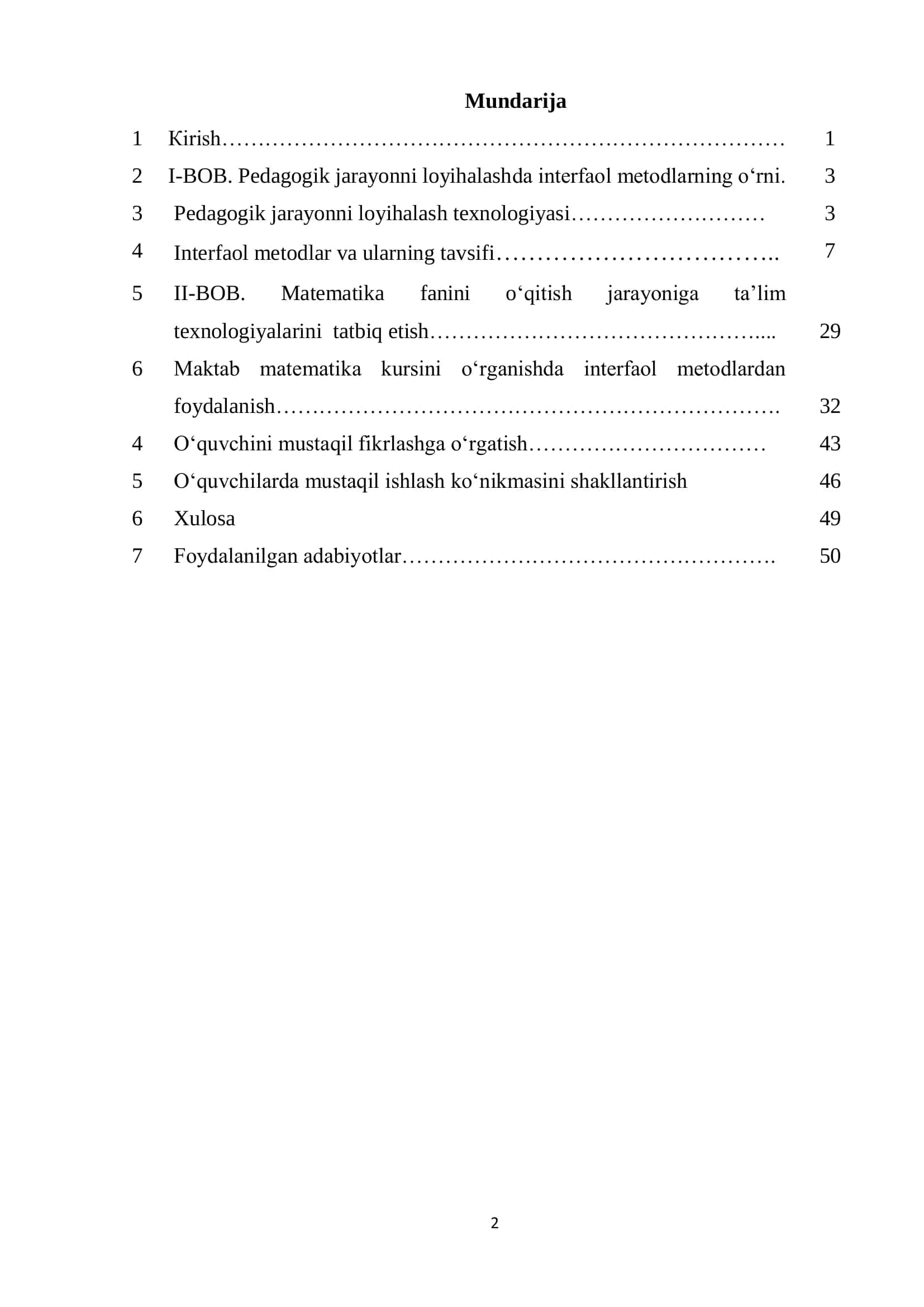 Maktab matematika kursini o‘qitishda interfaol metodlardan foydalanish 2