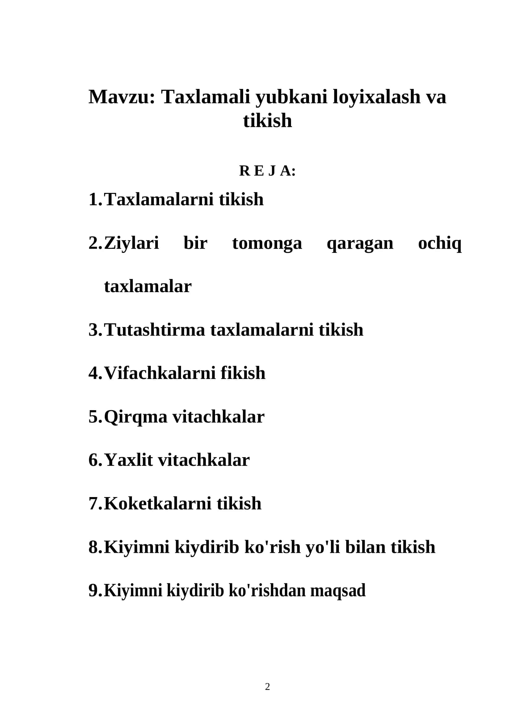 Taxlamali yubkani loyixalash va tikish 2