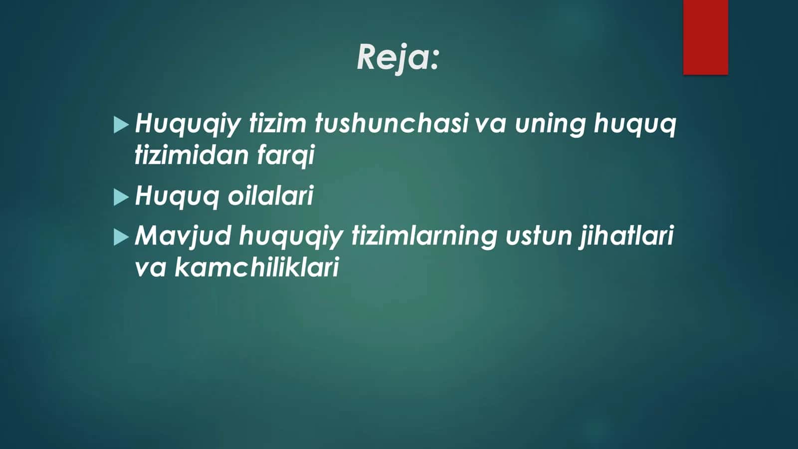 Hozirgi zamon asosiy huquqiy tizimlari tushunchasi va tasnifi 2