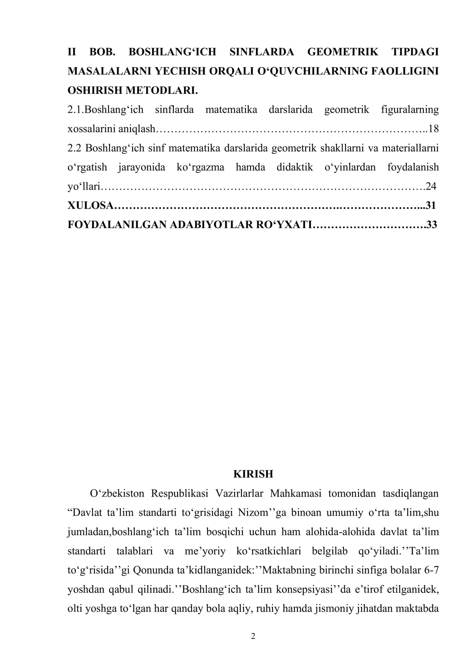 Boshlang‘ich sinf matematika darsda geometrik materiallardan foydalanish metodikasi 2
