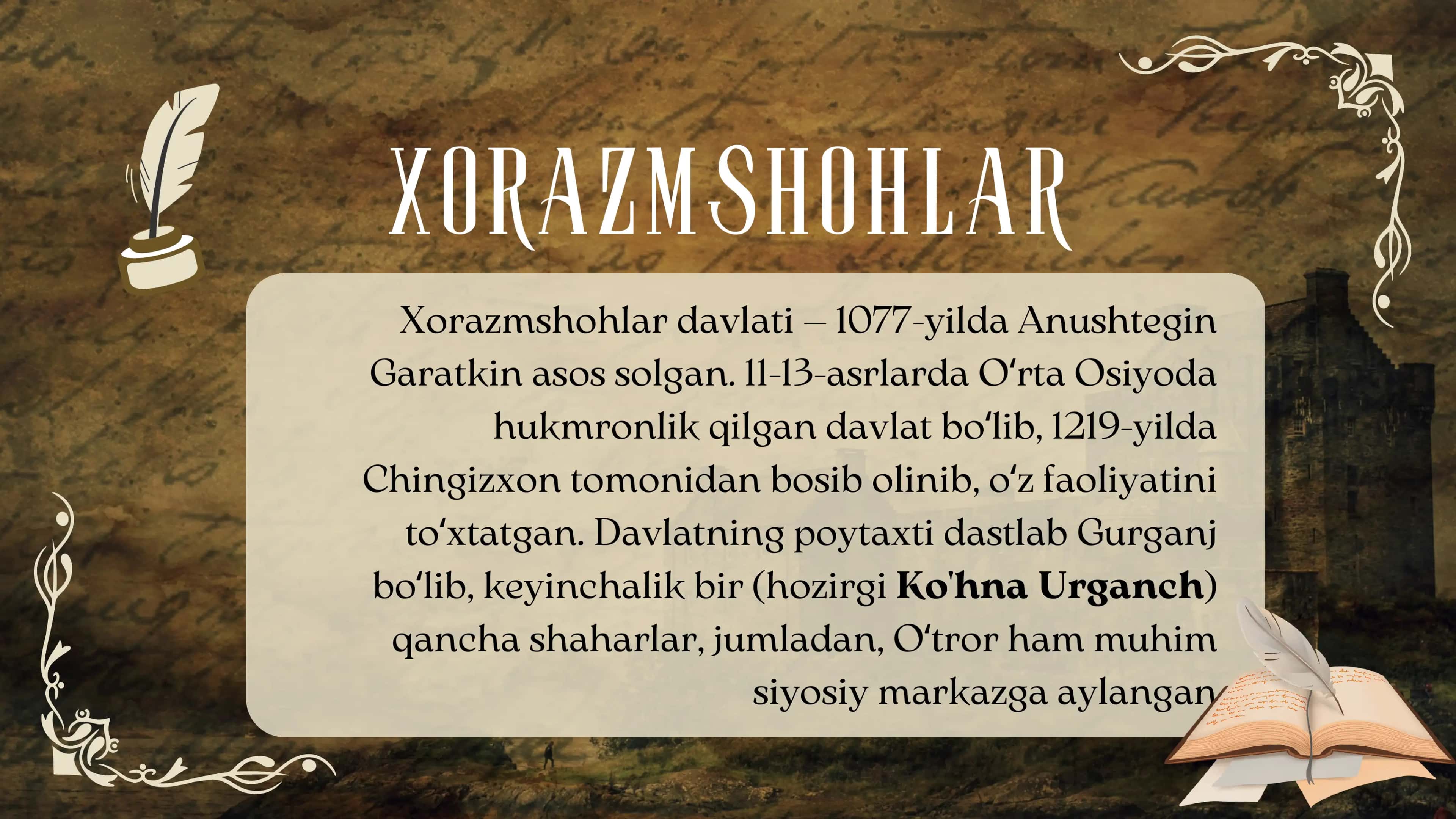 Tarixdan mustaqil ish Xorazmshohlar davlati haqida 2