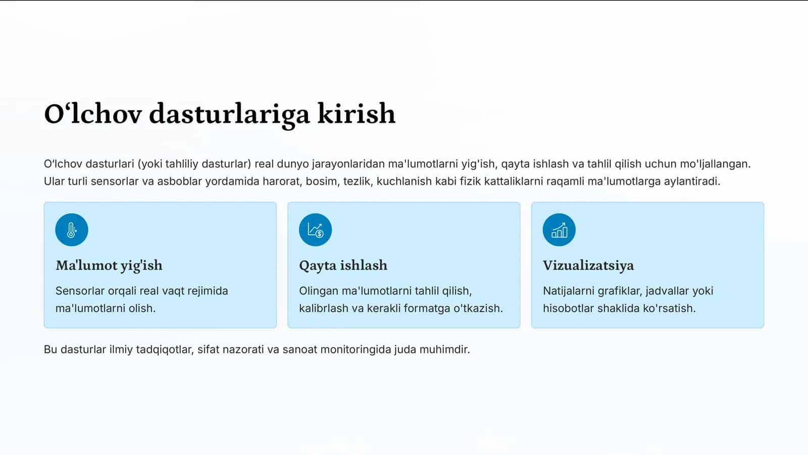 O8lchov dasturlarO'lchov dasturlari va boshqaruv dasturlaridagi mikroprotsessorlari 2