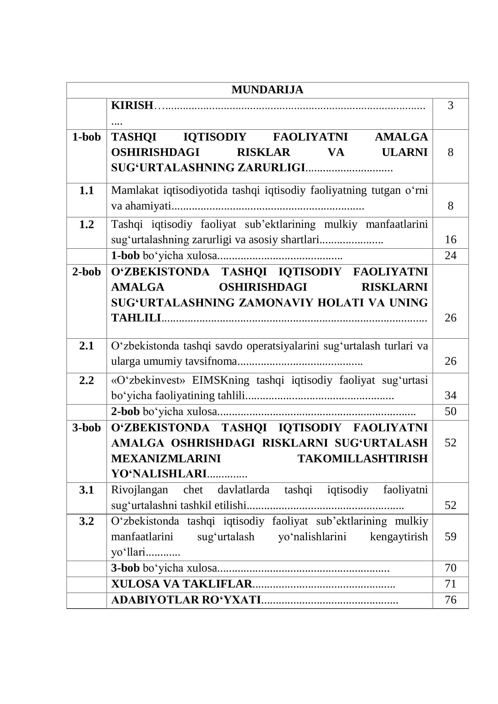 Tashqi iqtisodiy faoliyatni amalga oshirishdagi risklar va ularning sug‘urtalash mexanizmlarini tashkil etish asoslari 2