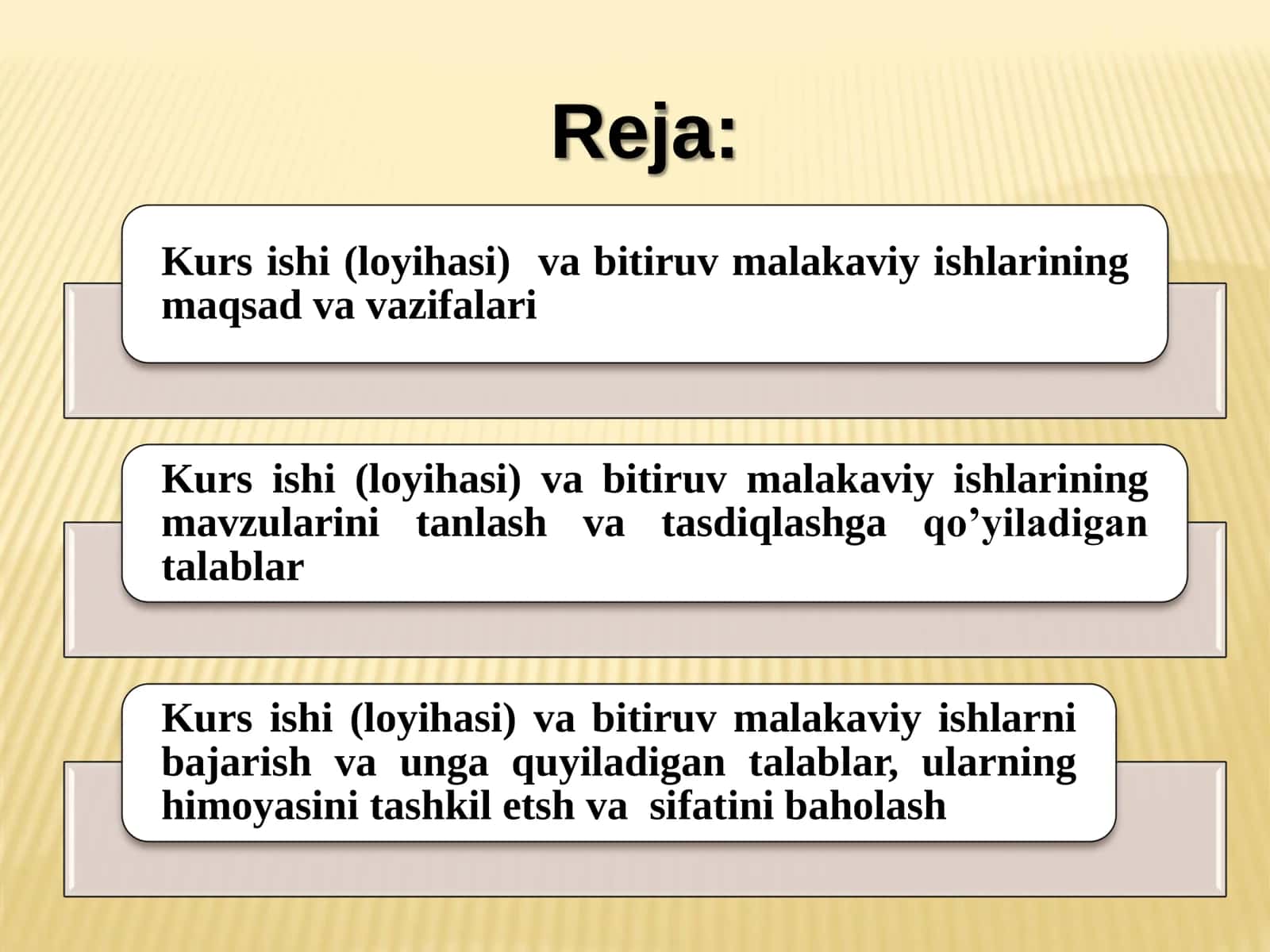 KURS ISHI (LOYIHASI) VA BITIRUV MALAKAVIY ISHLARINI BAJARISH VA ULARNING SIFATINI BAHOLASH 2