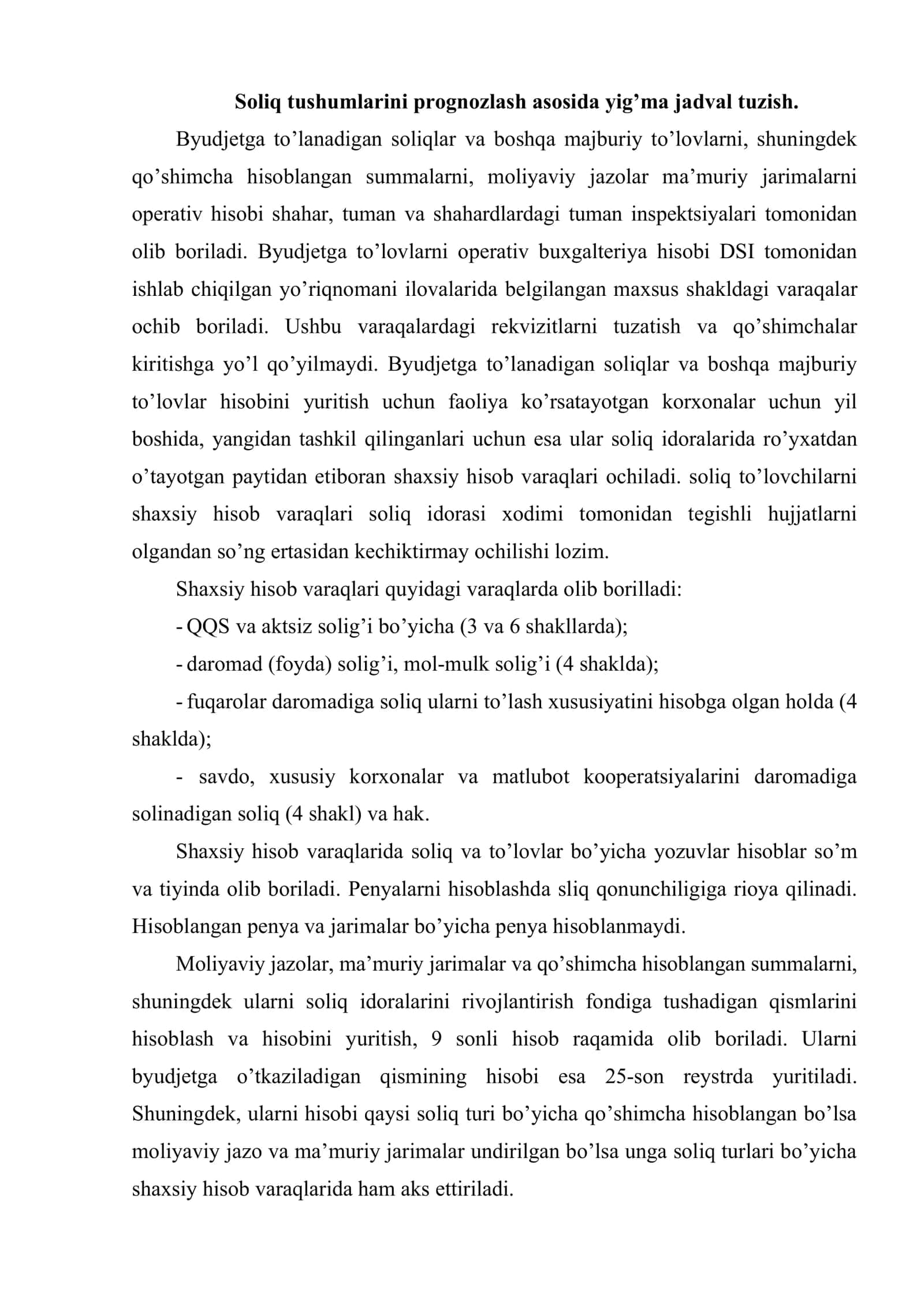 Soliqlar va to’lovlar yig’indisini prognozlash 2