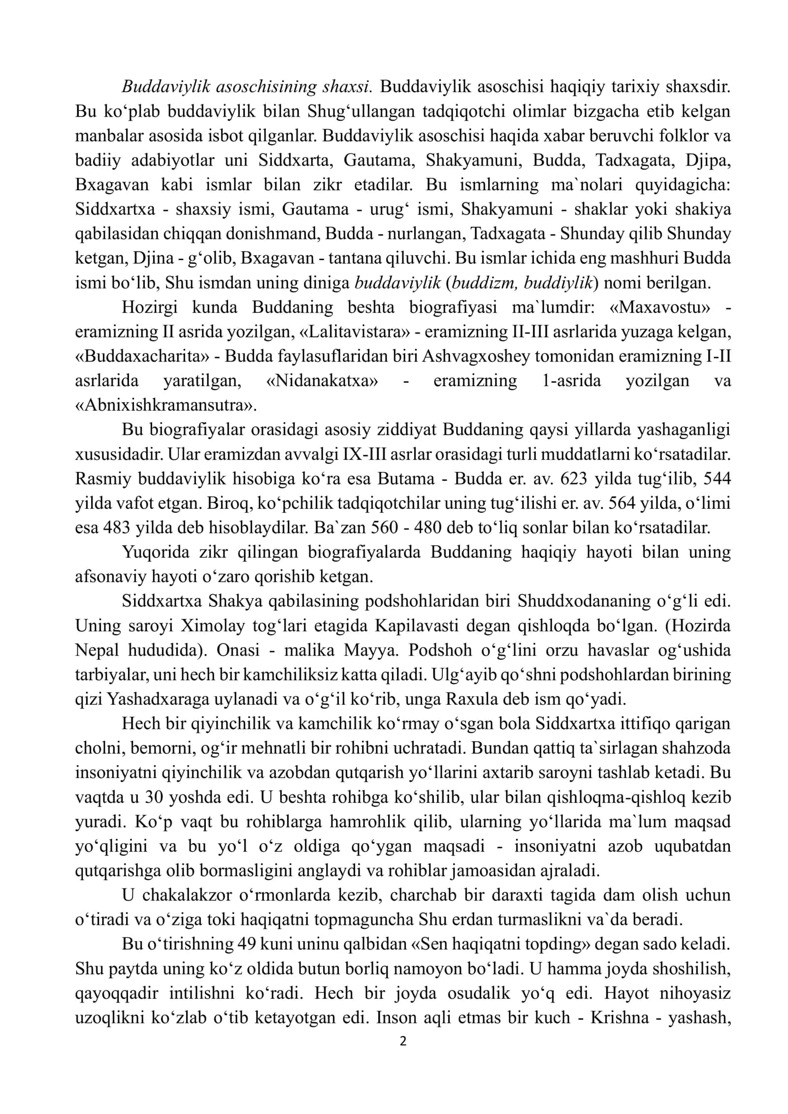 BUDDAVIYLIK DINI TARIXI VA G‘OYALARI 2