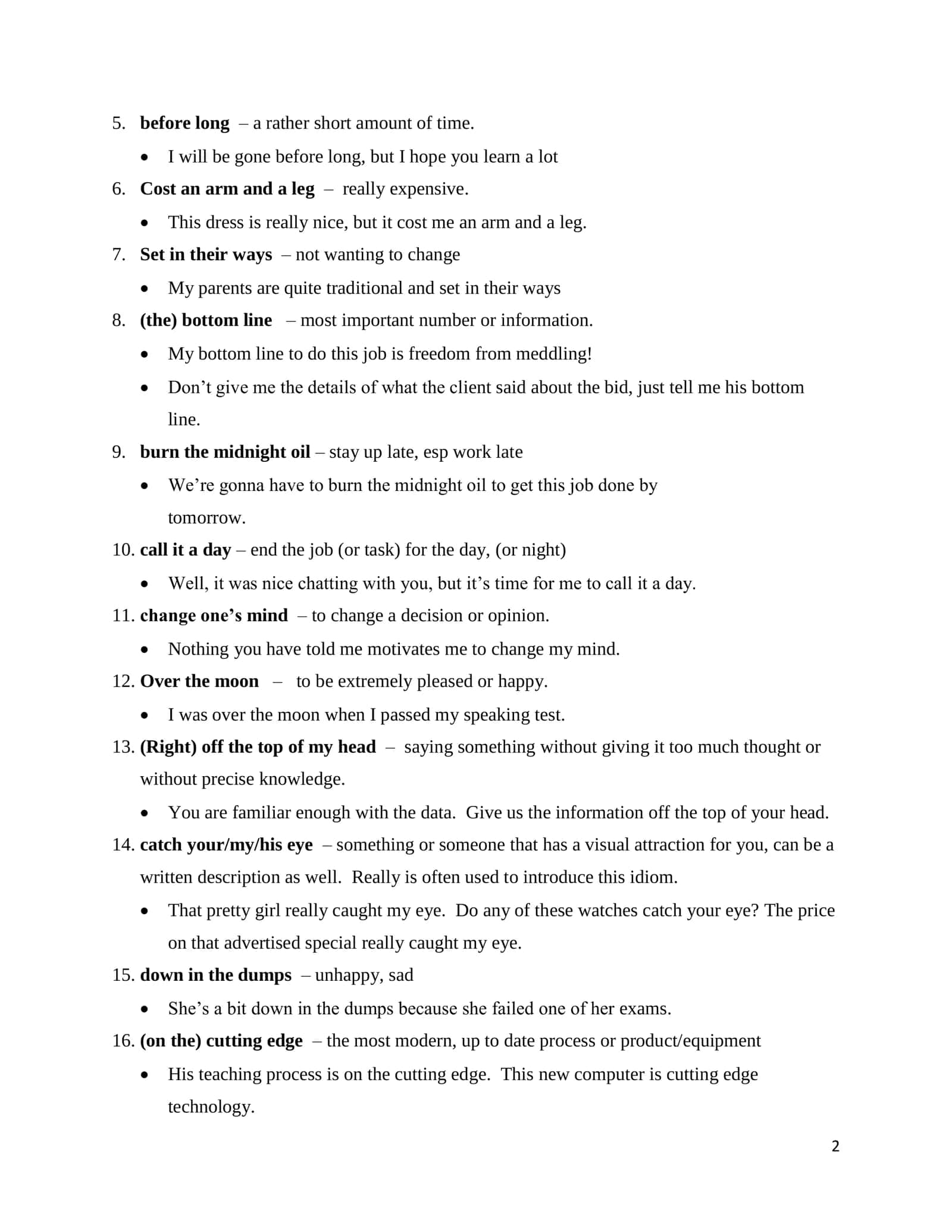 22 Common Idioms & Their Proper Usages in IELTS Speaking Section (Part 1/5) 2