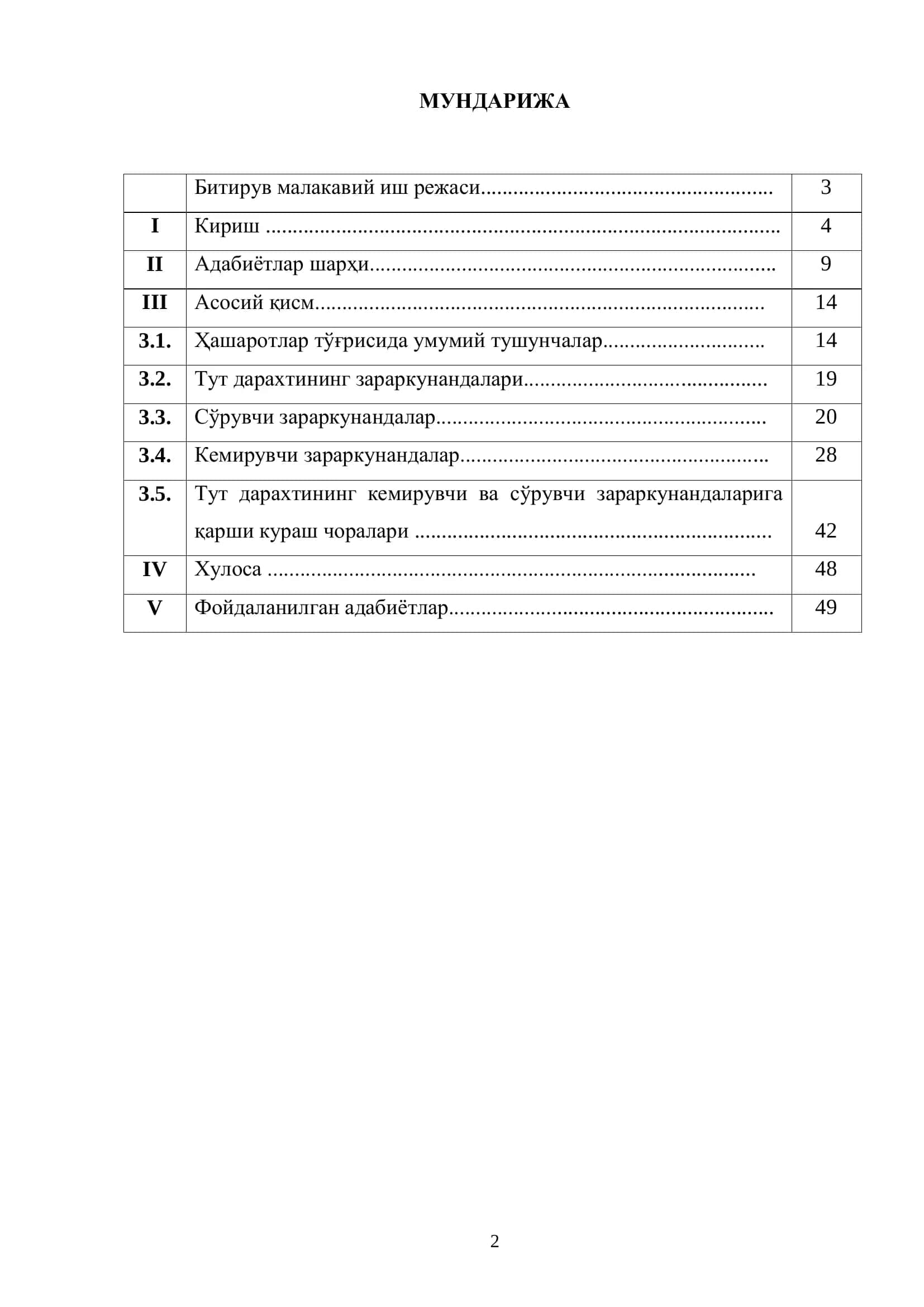 МАВЗУ: “ТУТ ДАРАХТИНИНГ КЕМИРУВЧИ ВА СЎРУВЧИ ЗАРАРКУНАНДАЛАРИ, УЛАРГА ҚАРШИ КУРАШ ЧОРАЛАРИ” 2