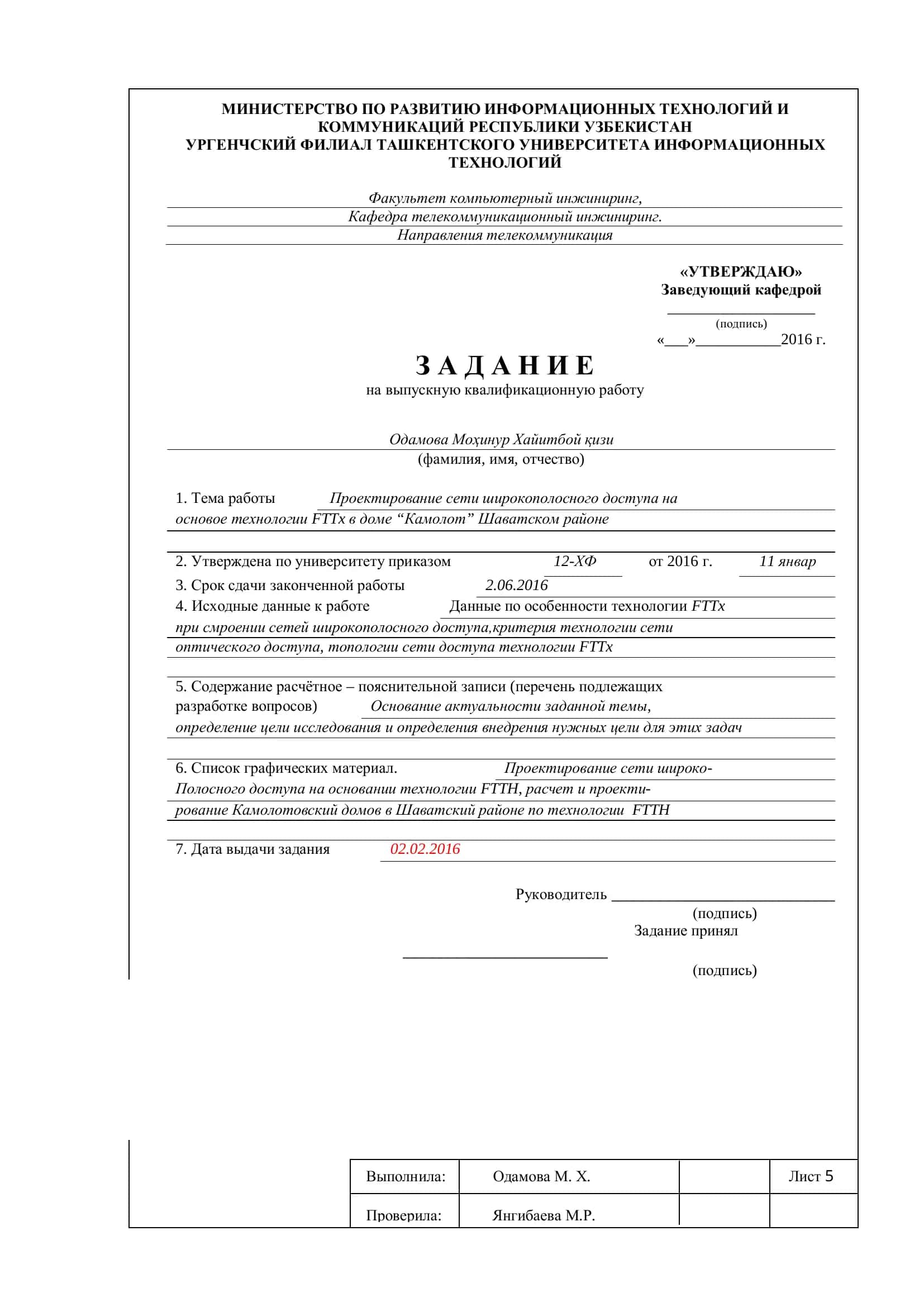 FTTx қурилған проектлар 2