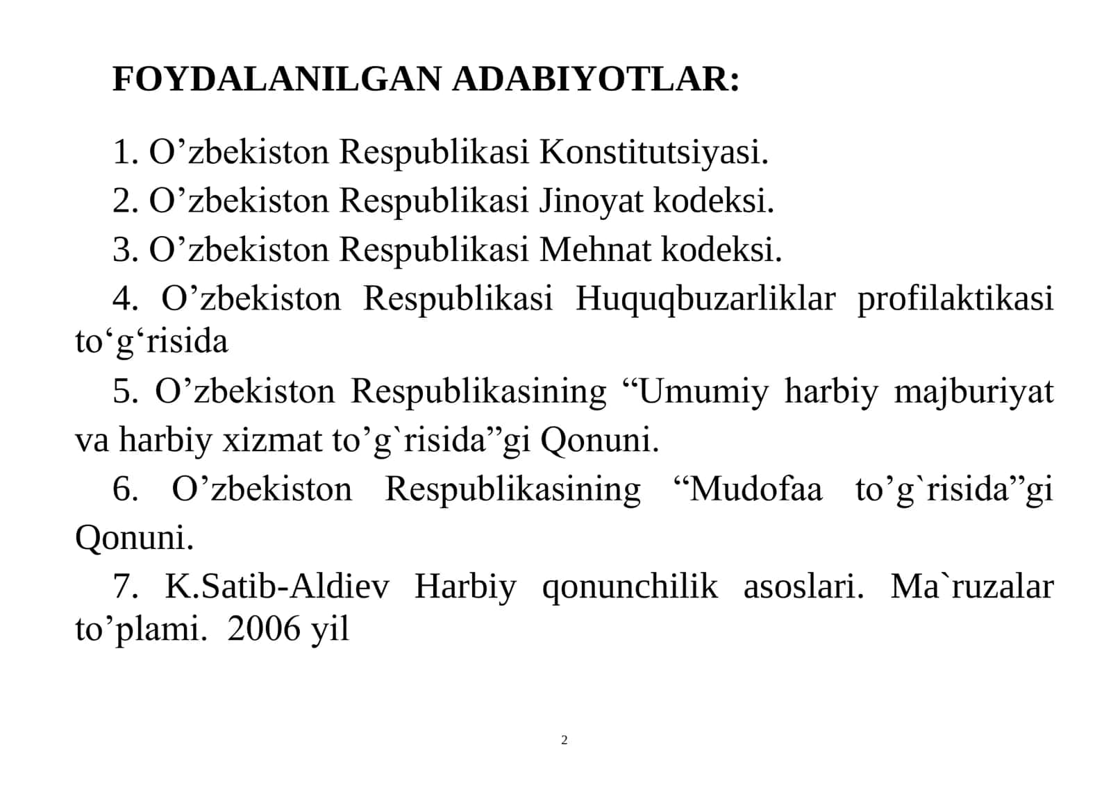 Harbiy xizmatchilar va harbiy xizmatdagi majburlar yig’iniga chaqirilganlarning jinoiy javobgarligi 2