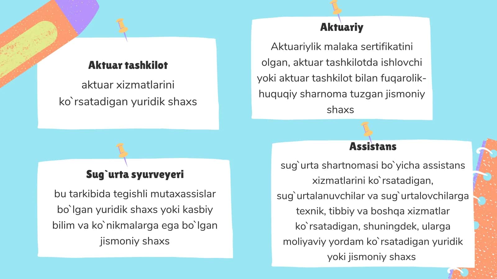 Aktuar tashkilot, syurveyer, assistans 2