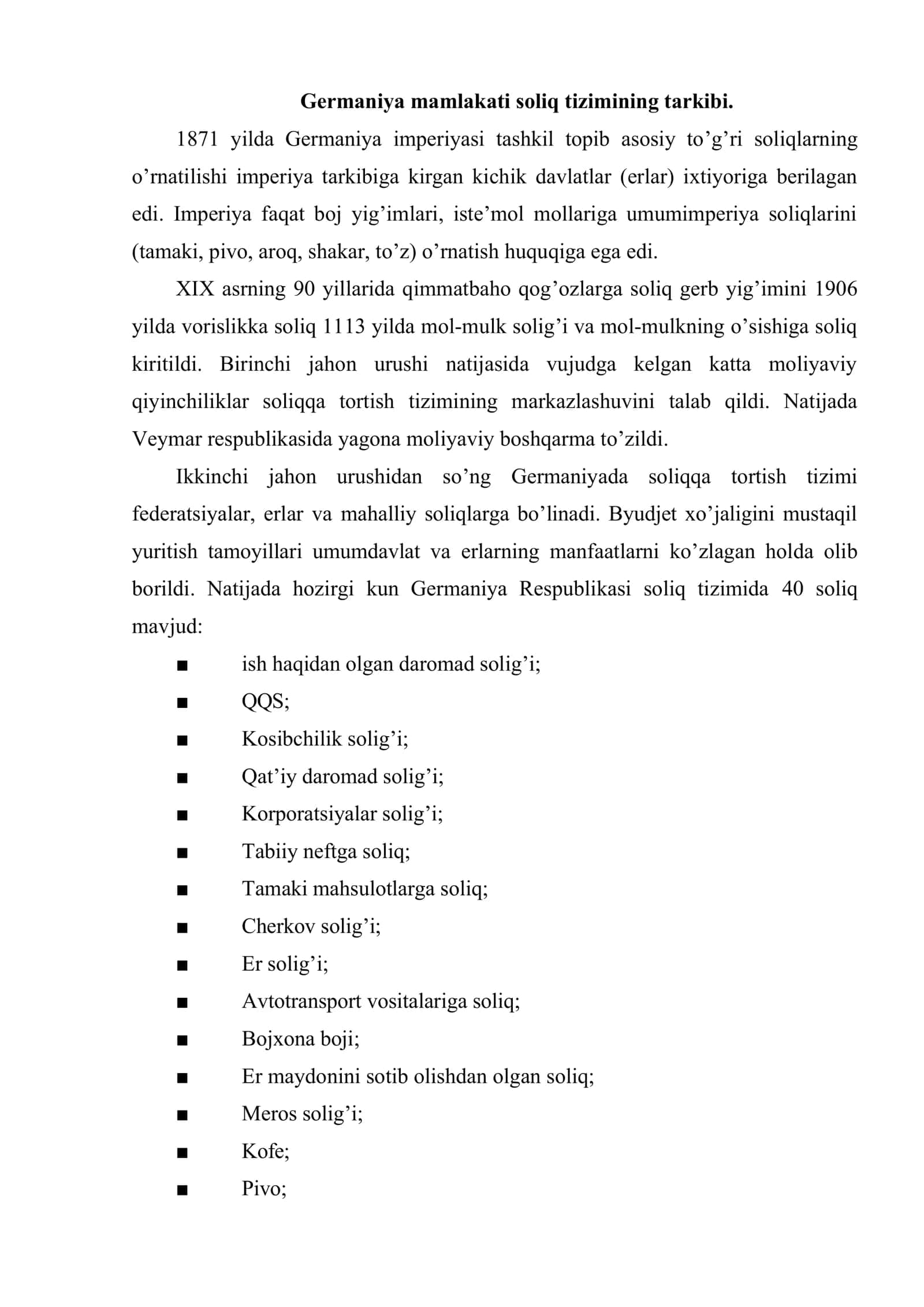 Germaniya soliq tizimining tuzilishi 2