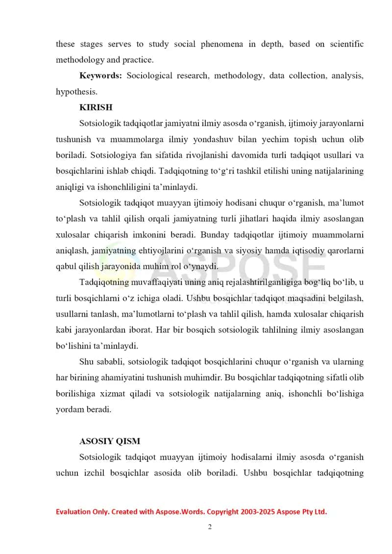 Sotsial tadqiqot: Sotsiologik tadqiqot bosqichlari 2
