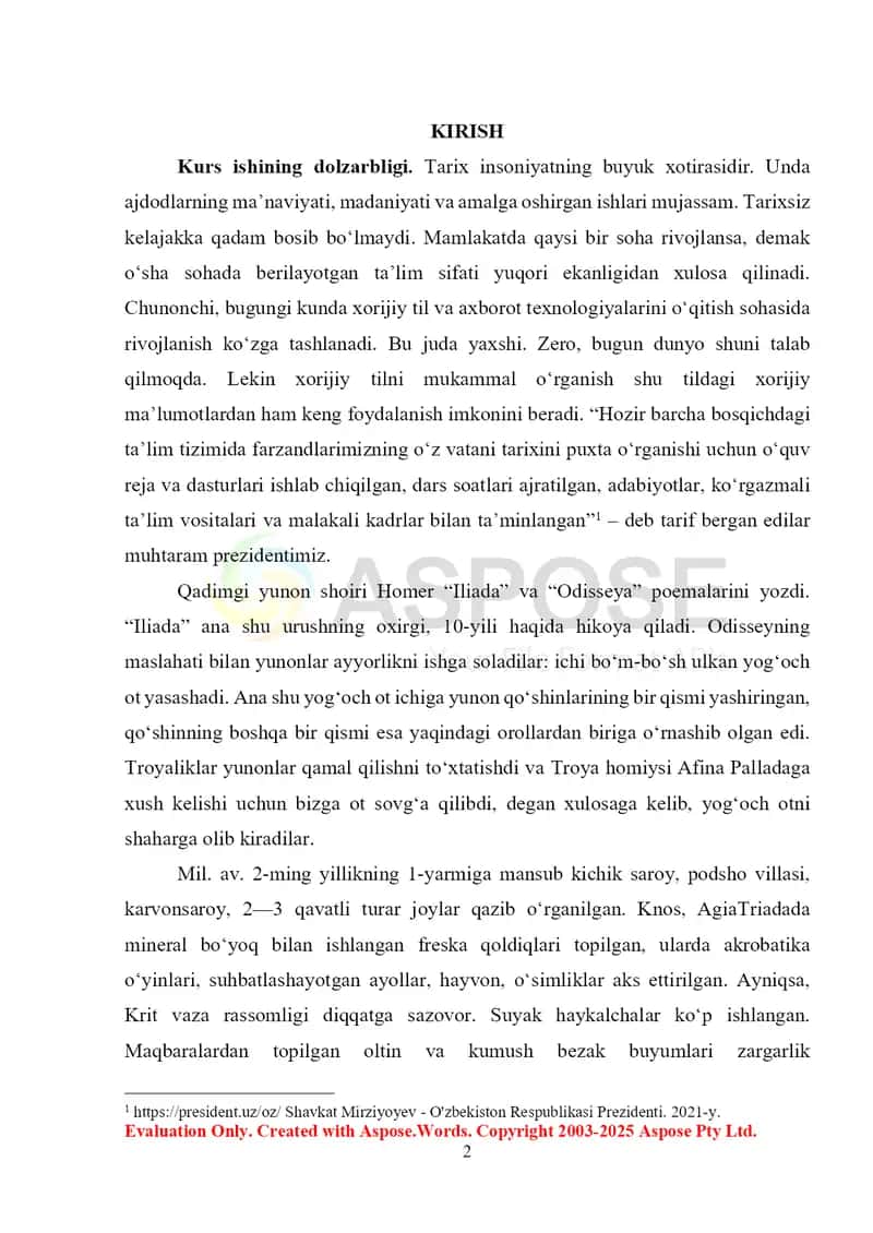 Gomer dostonlari “Iliada” va “Odisseya” tarixiy manba sifatida o’rganilishi 2