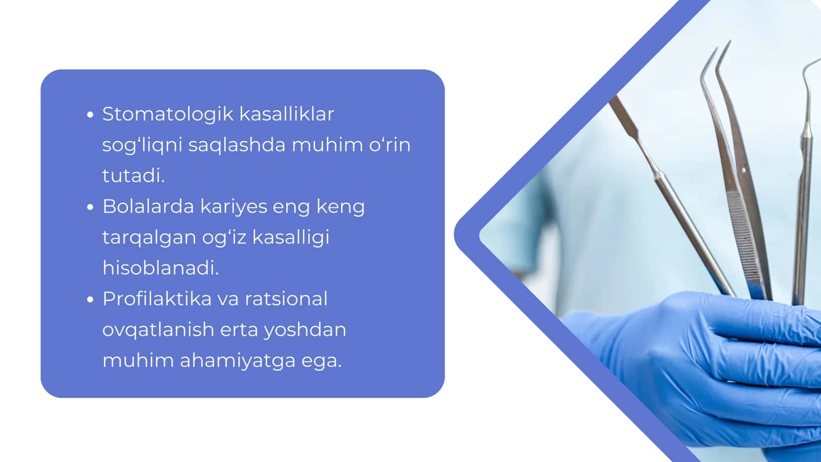 Stomatolik kasalliklarning oldini olish usullari. Bolalarda kariyesning oldini olishda ratsional ovqatlanishning ahamiyati. 2