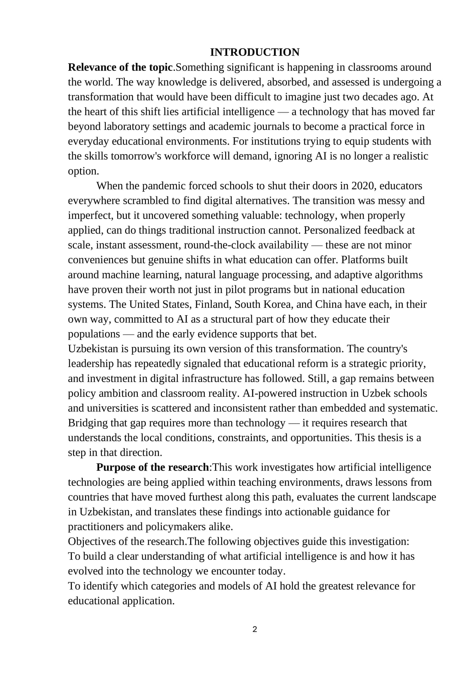 Education and Artificial Intelligence: The Use of Artificial Intelligence Technologies in the Teaching Process 2