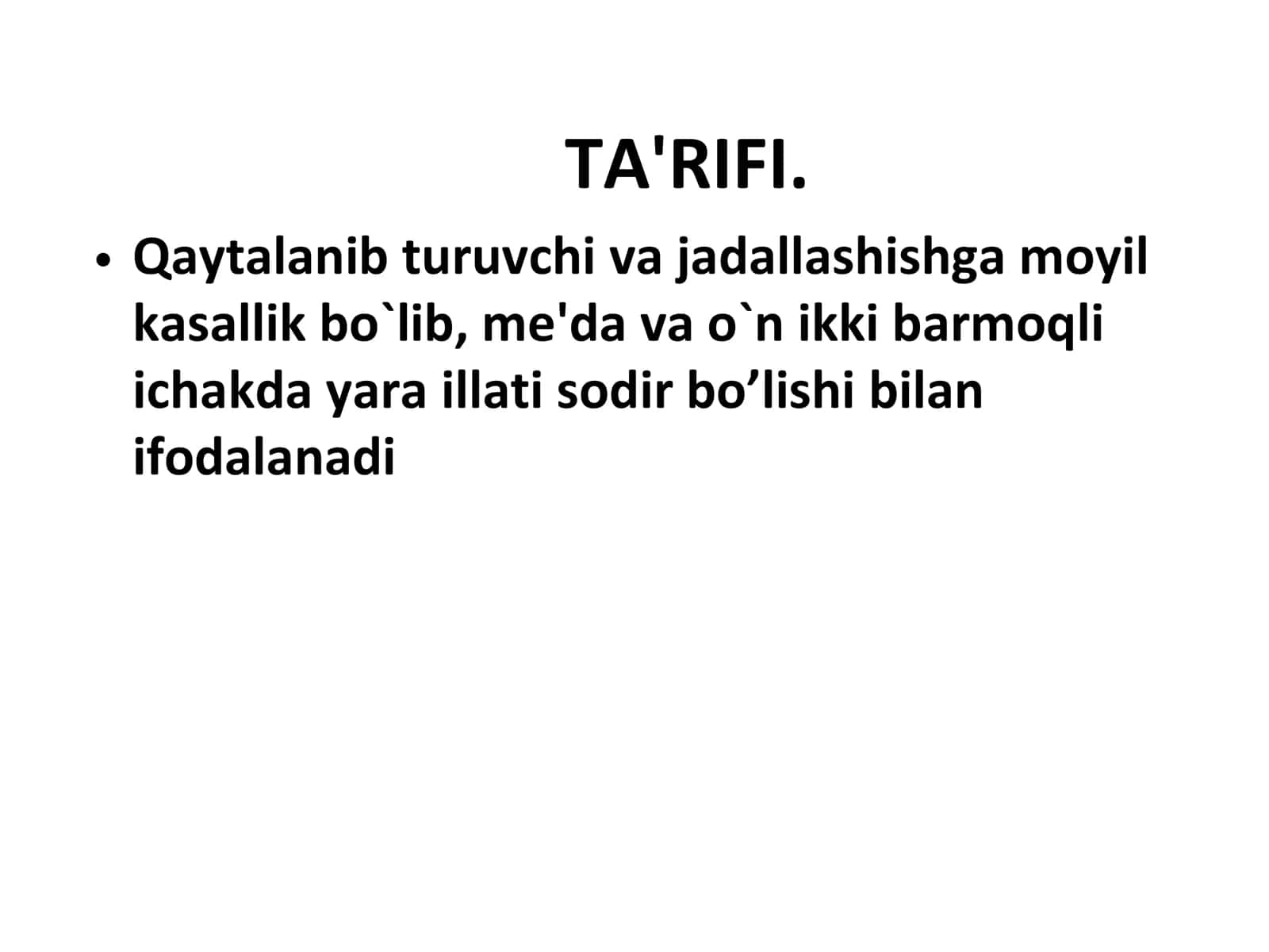 ME'DA VA O`N IKKI BARMOQLI ICHAK YARA KASALLIGI TA'RIFI 2