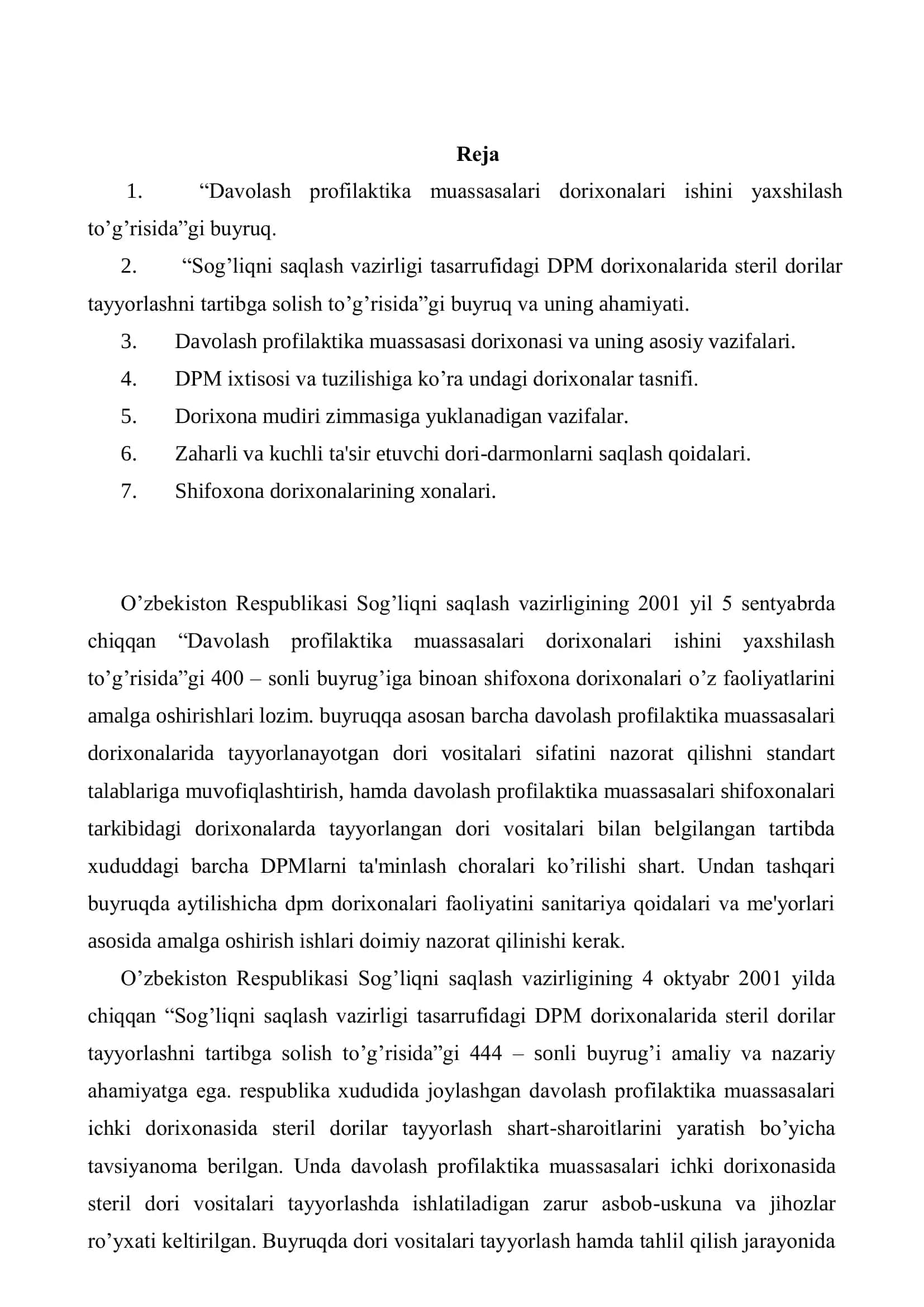 Davolash profilaktika muassasasining dorixonasi 2