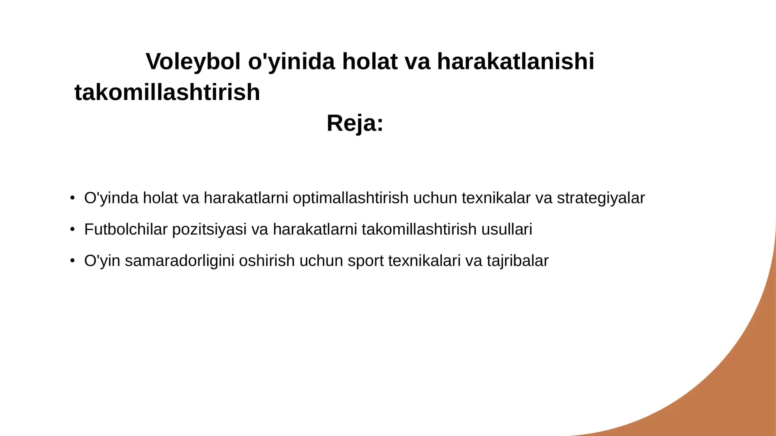 Voleybol o'yinida holat va harakatlanishi takomillashtirish 2