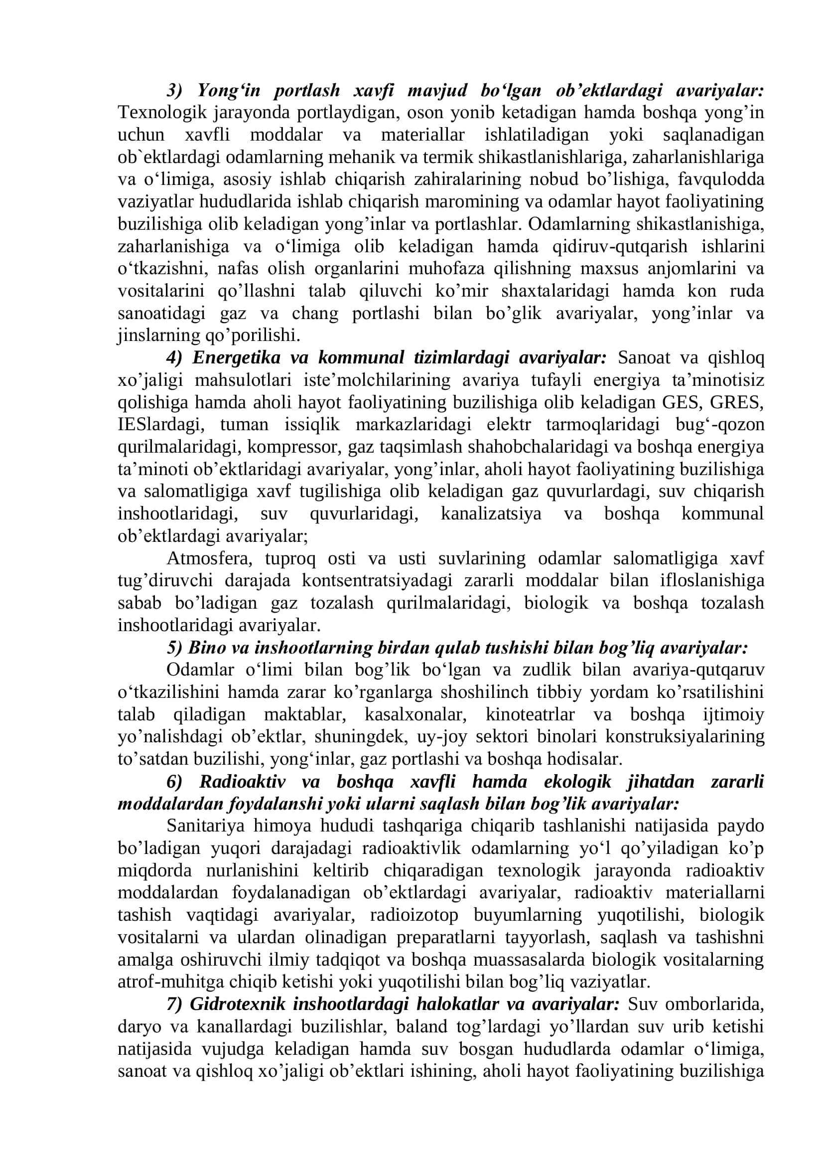 Texnogen xususiyatli favqulodda vaziyatlarni oldini olishga qaratilgan profilaktik tadbirlar 2